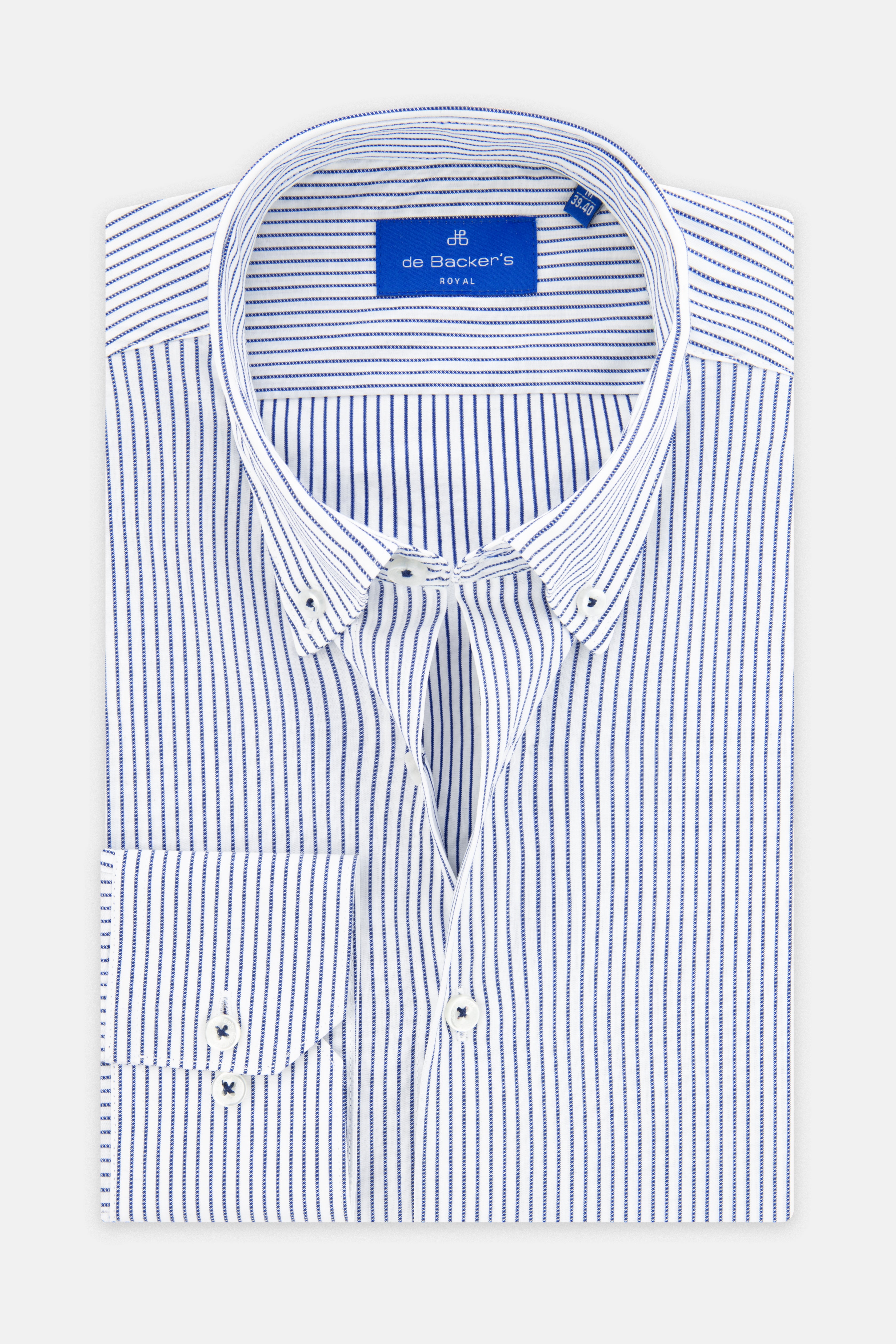 Striped White & Navy Casual Shirt - 1