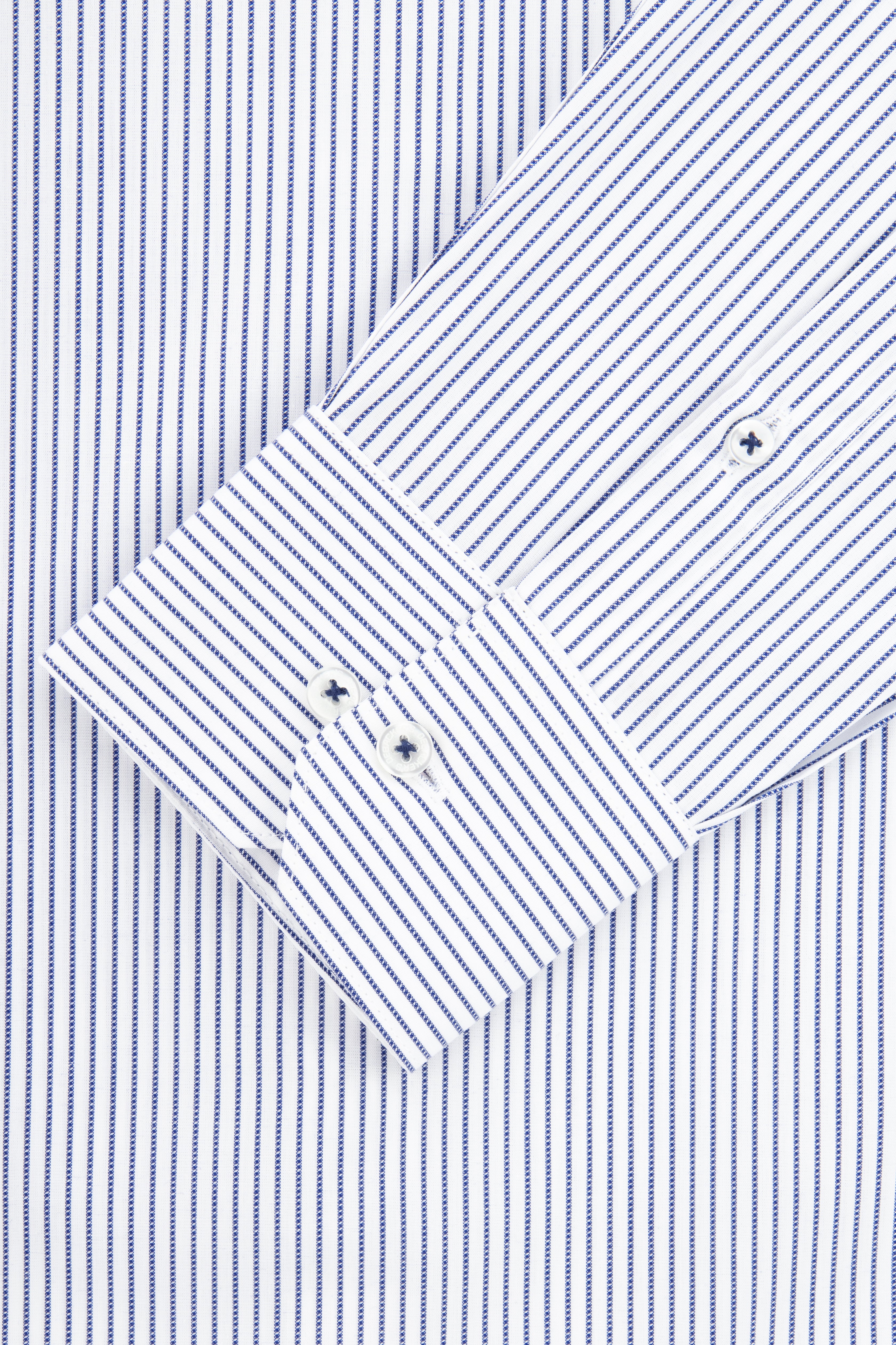 Striped White & Navy Casual Shirt - 3