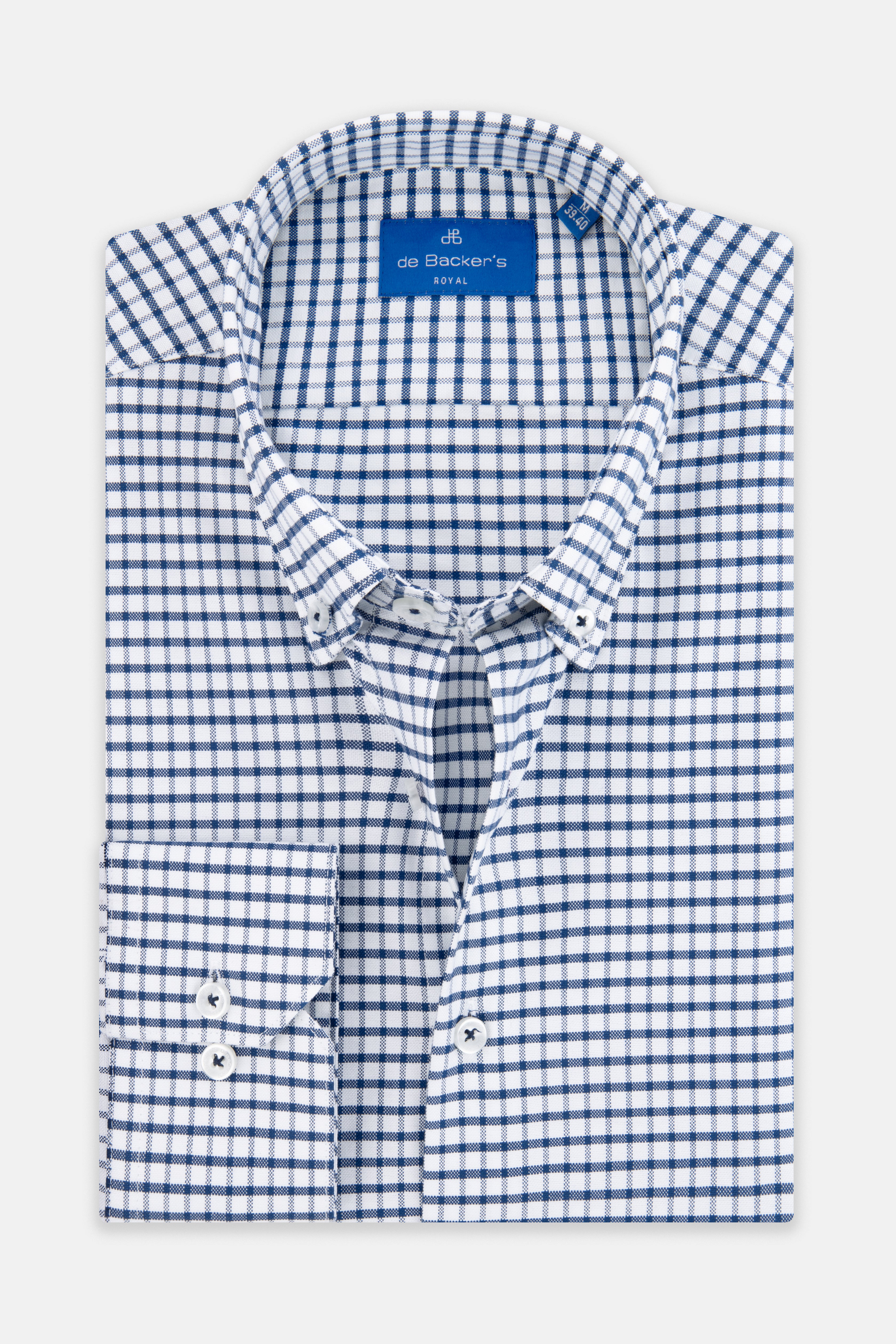 Checked White & Navy Casual Shirt - 1