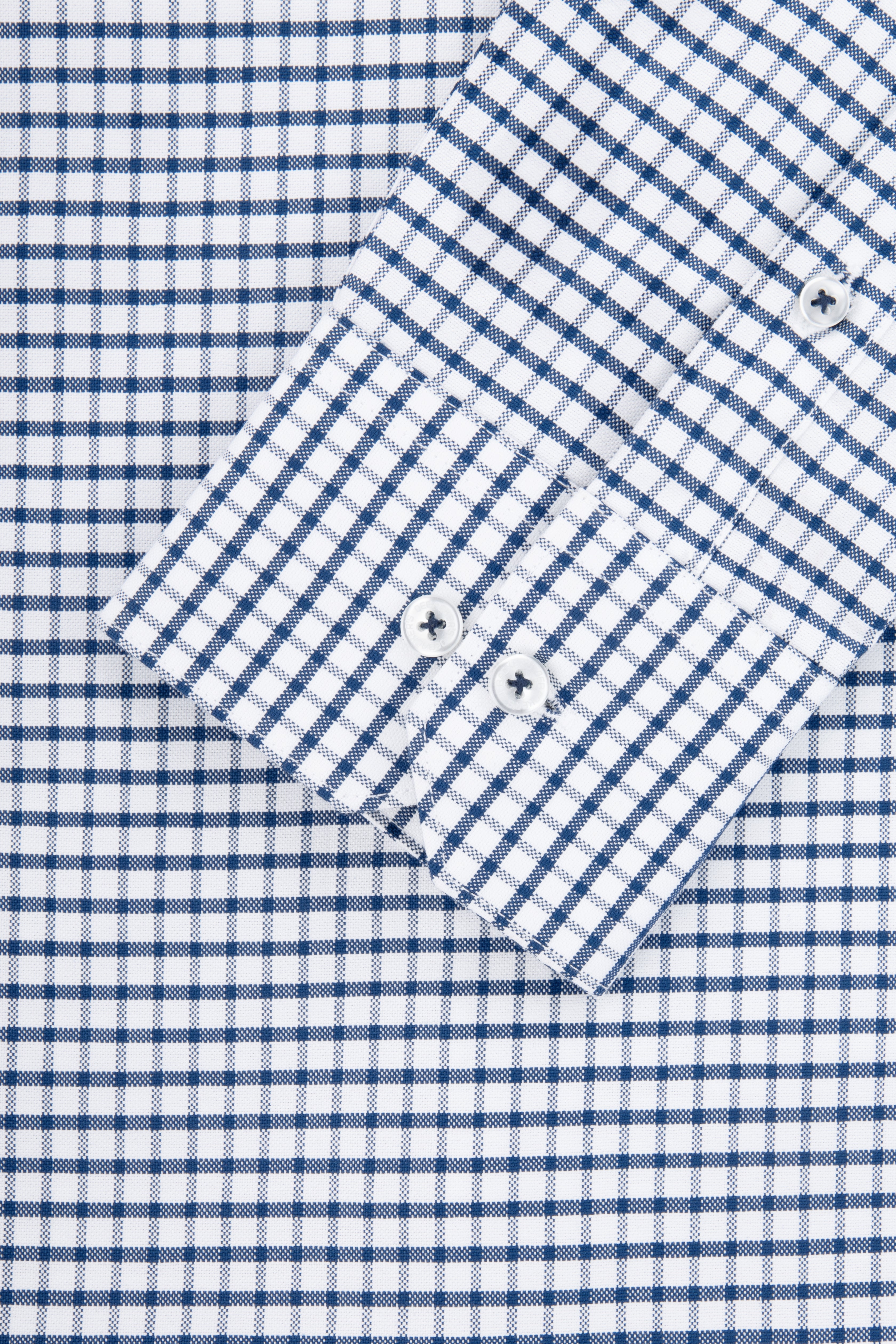 Checked White & Navy Casual Shirt - 3