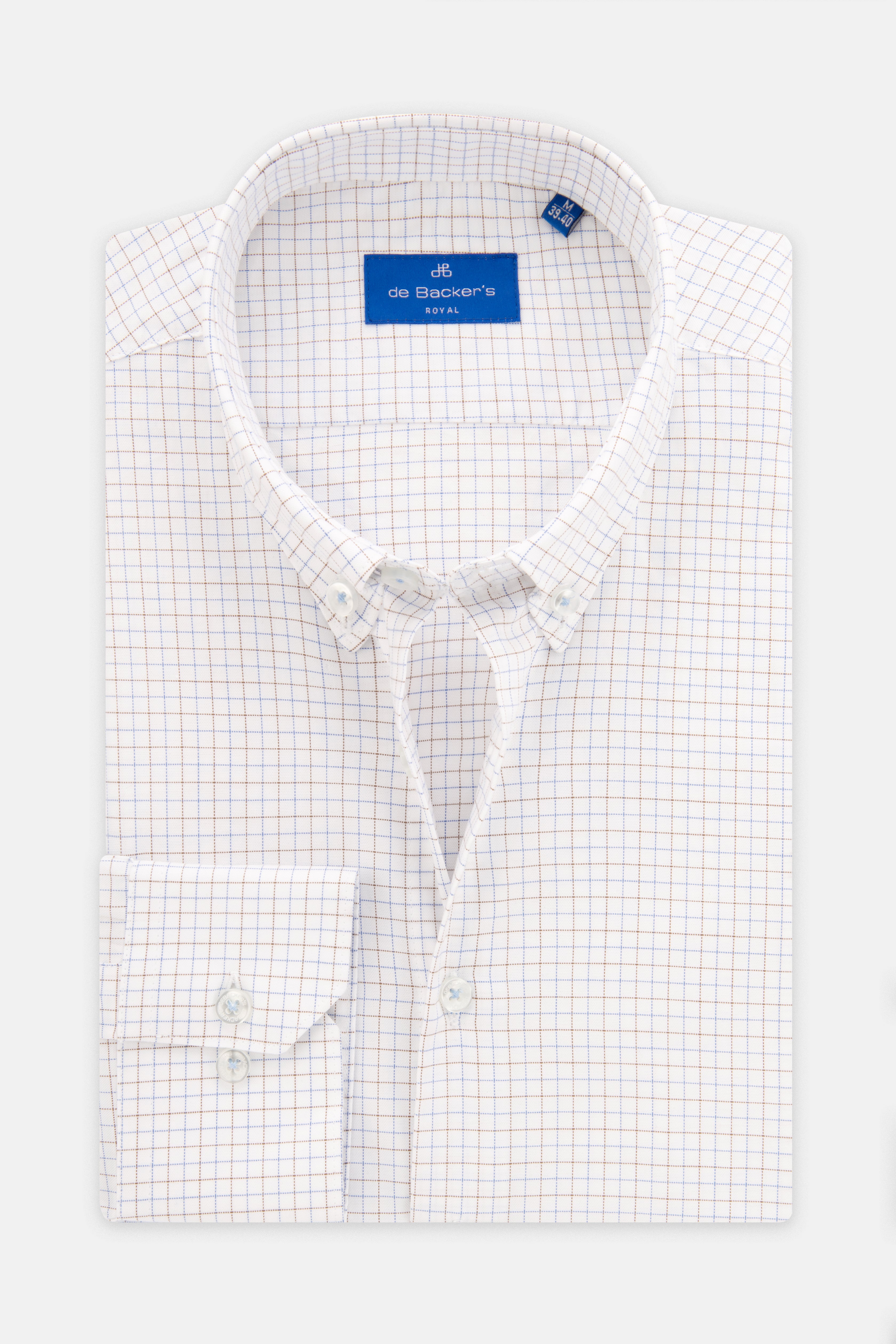 Checked White & Brown Casual Shirt - 1