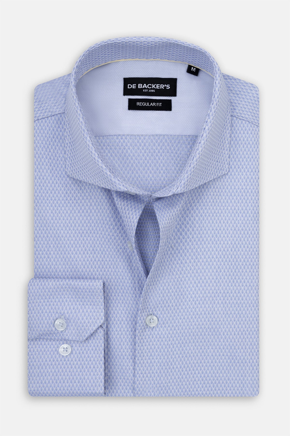 Jacquard Light Blue Smart Casual Shirt - 1
