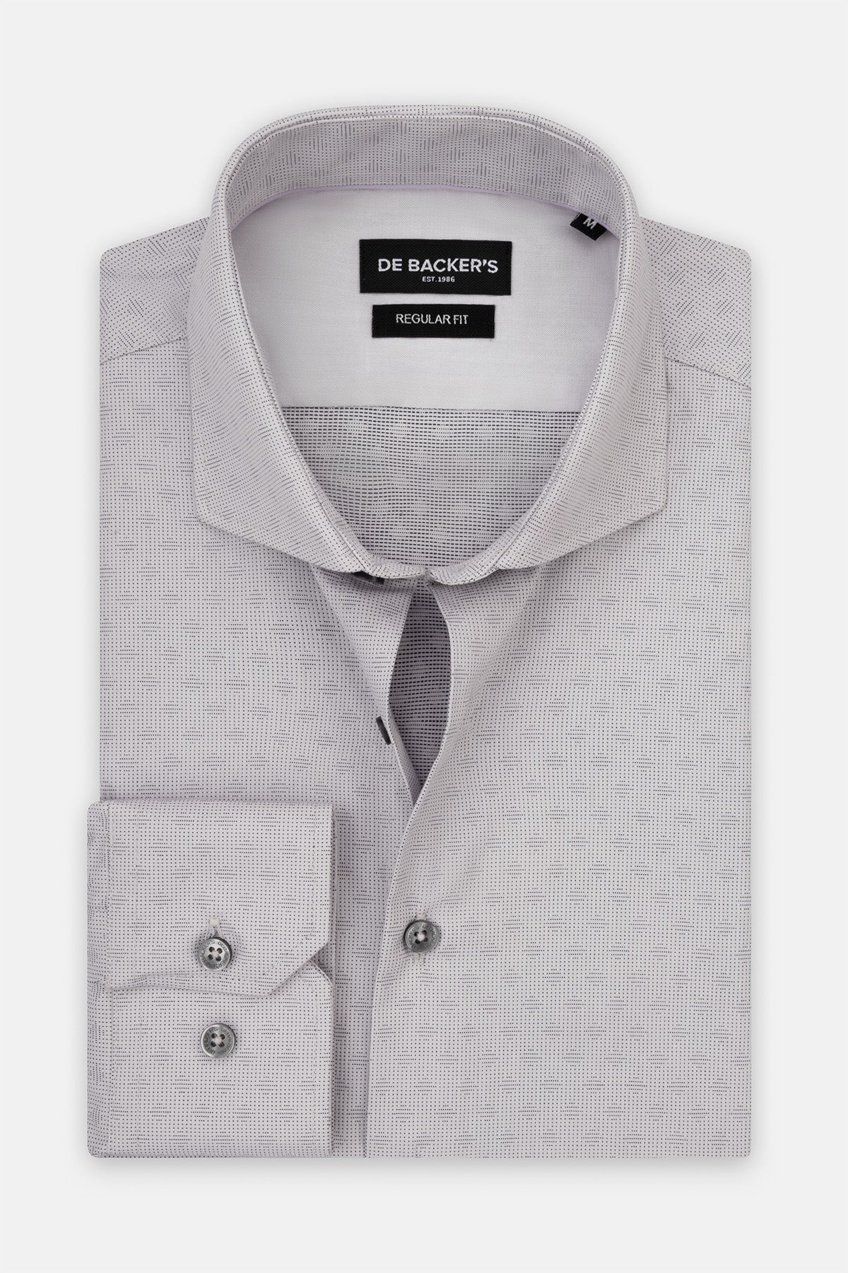 Jacquard Light Gray Smart Casual Shirt - 1