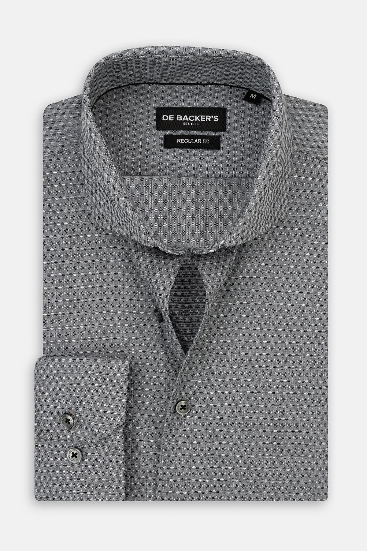 Jacquard Dark Gray Smart Casual Shirt - 1