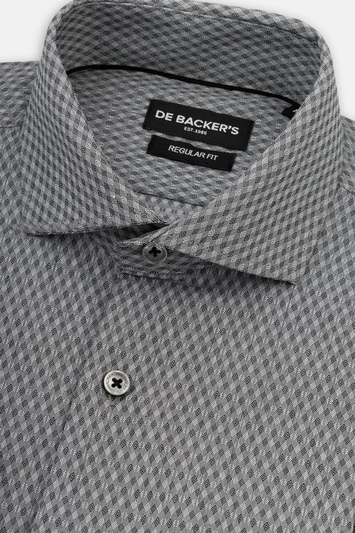 Jacquard Dark Gray Smart Casual Shirt - 2