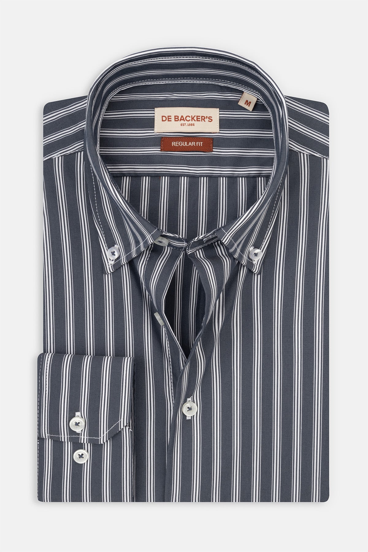 Striped Dark Gray Smart Casual Shirt - 1
