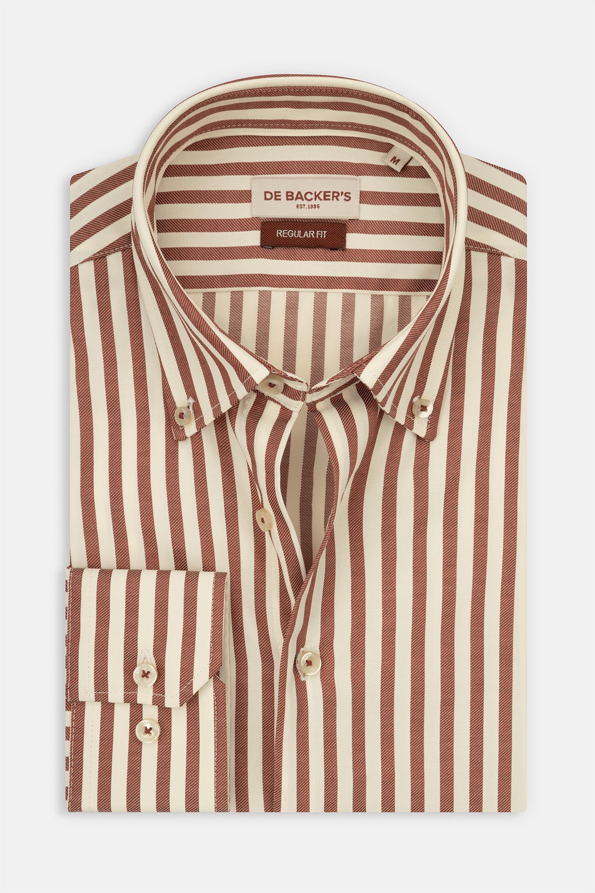 Striped Brown Smart Casual Shirt - 1