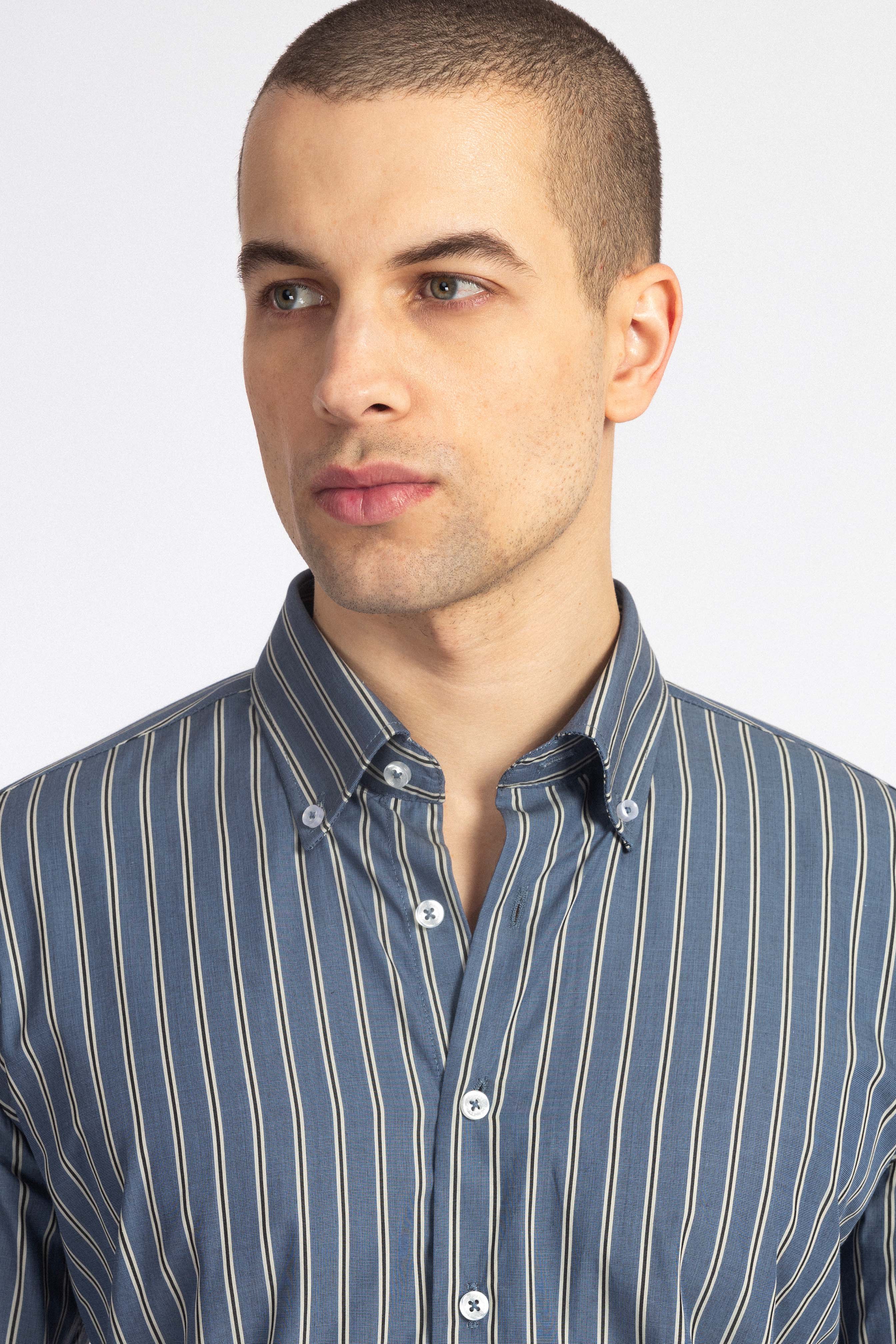 Striped Dark Gray Smart Casual Shirt - 3