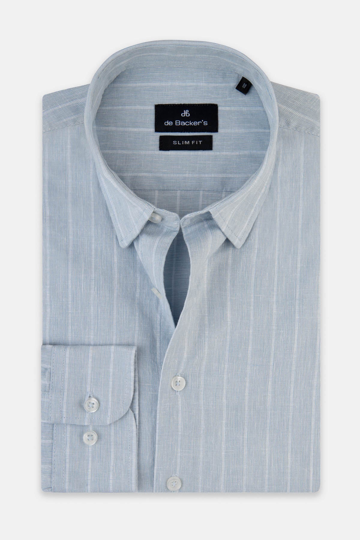 Striped Linen Gray & Light Blue Casual Shirt - 1