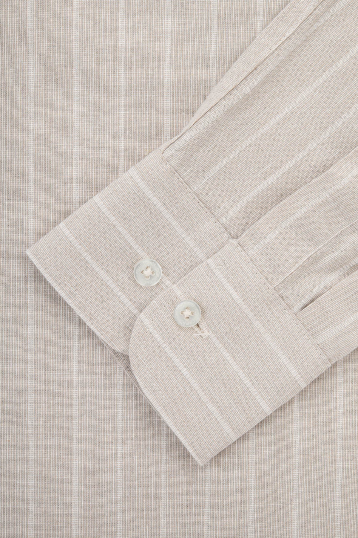 Linen Striped Light Beige & Platinum Casual Shirt - 3