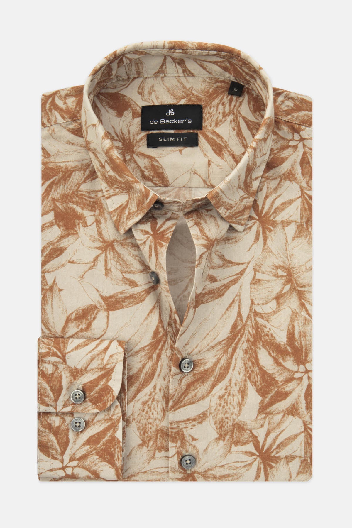 Printed Beige & Brick Casual Shirt - 2