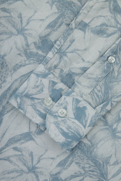 Printed Air Force Blue & Gray Casual Shirt