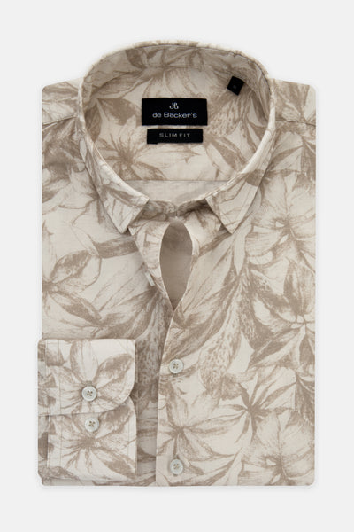 Printed Beige & Beaver Brown Casual Shirt