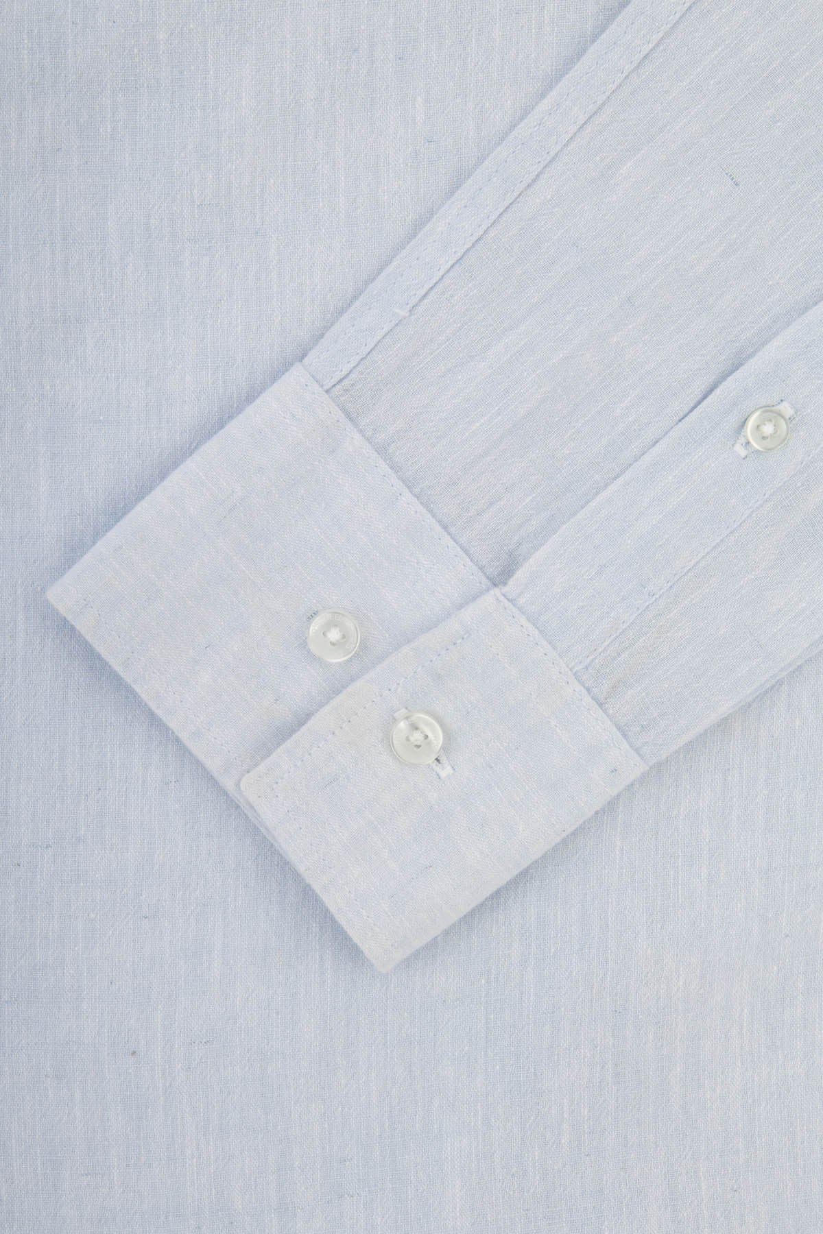Solid Linen Light Blue Casual Shirt - 3