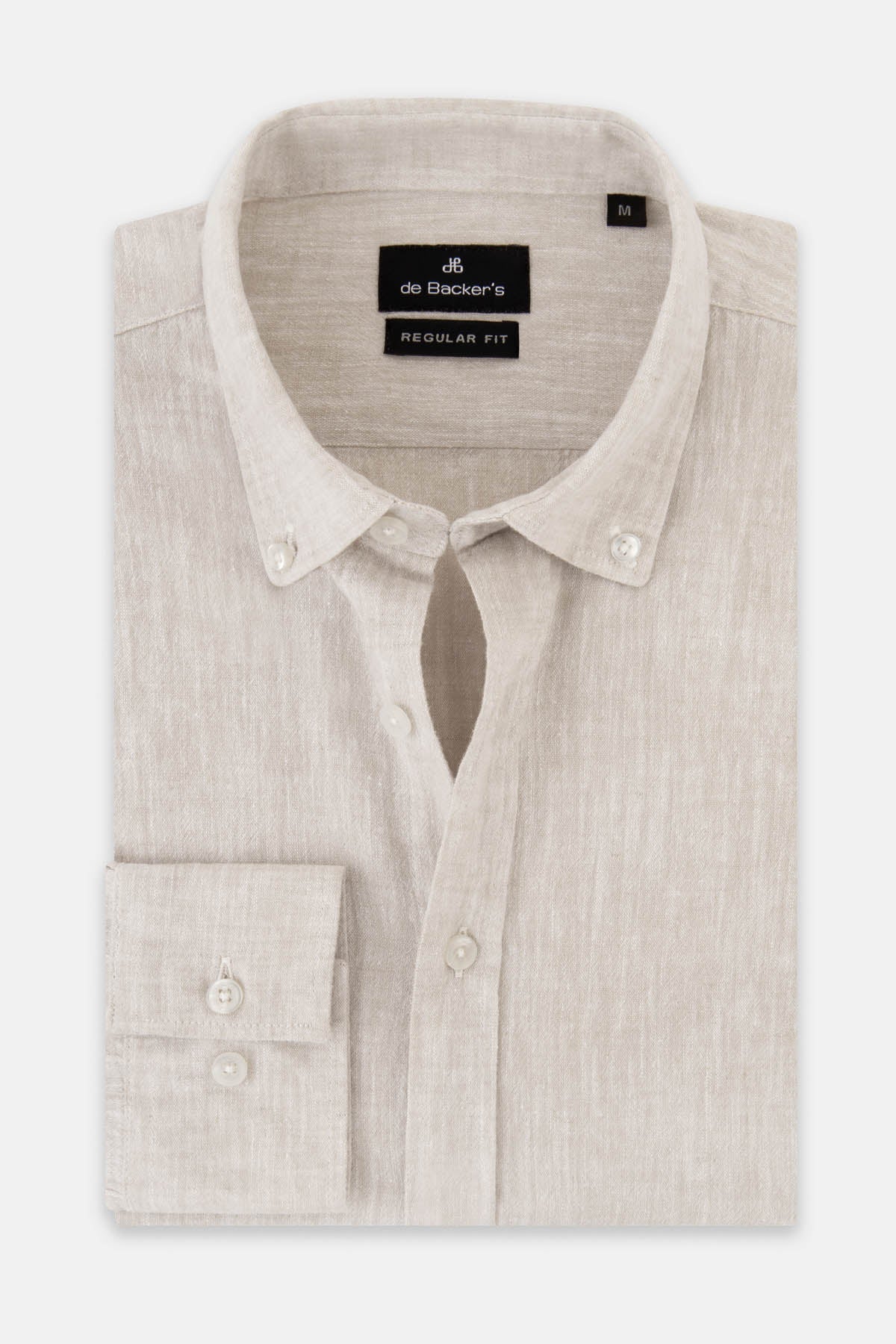 Solid Timberwolf Beige Linen Casual Shirt - 1