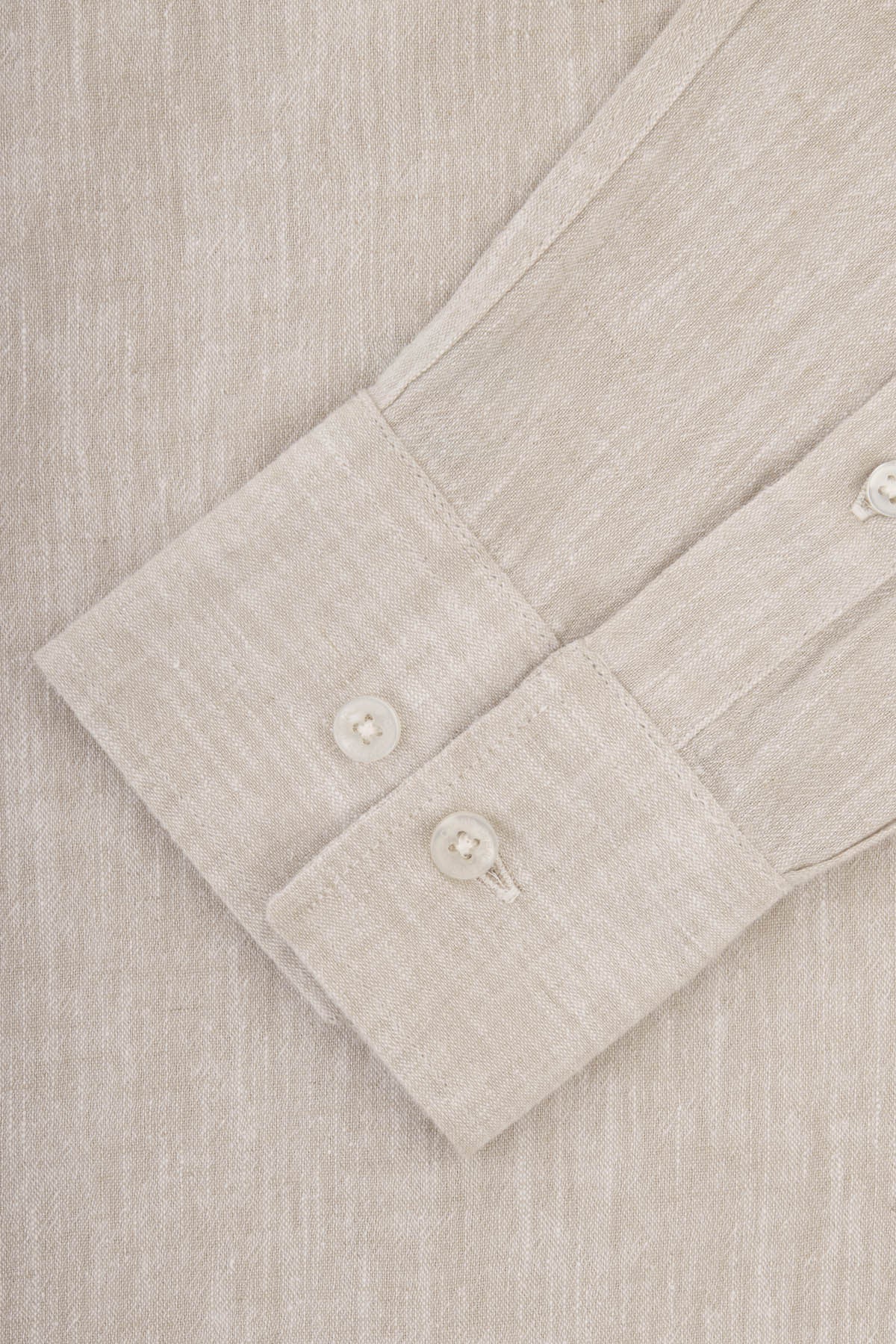 Solid Timberwolf Beige Linen Casual Shirt - 4