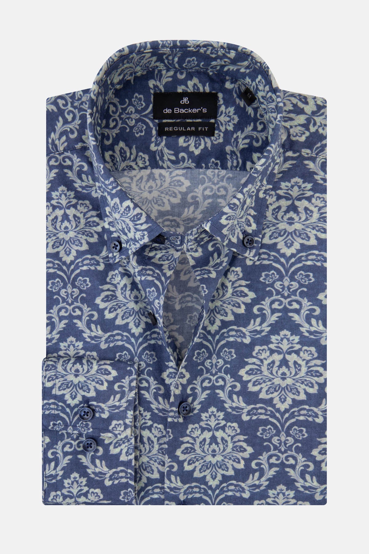 Damask Printed Blue Casual Shirt - 1