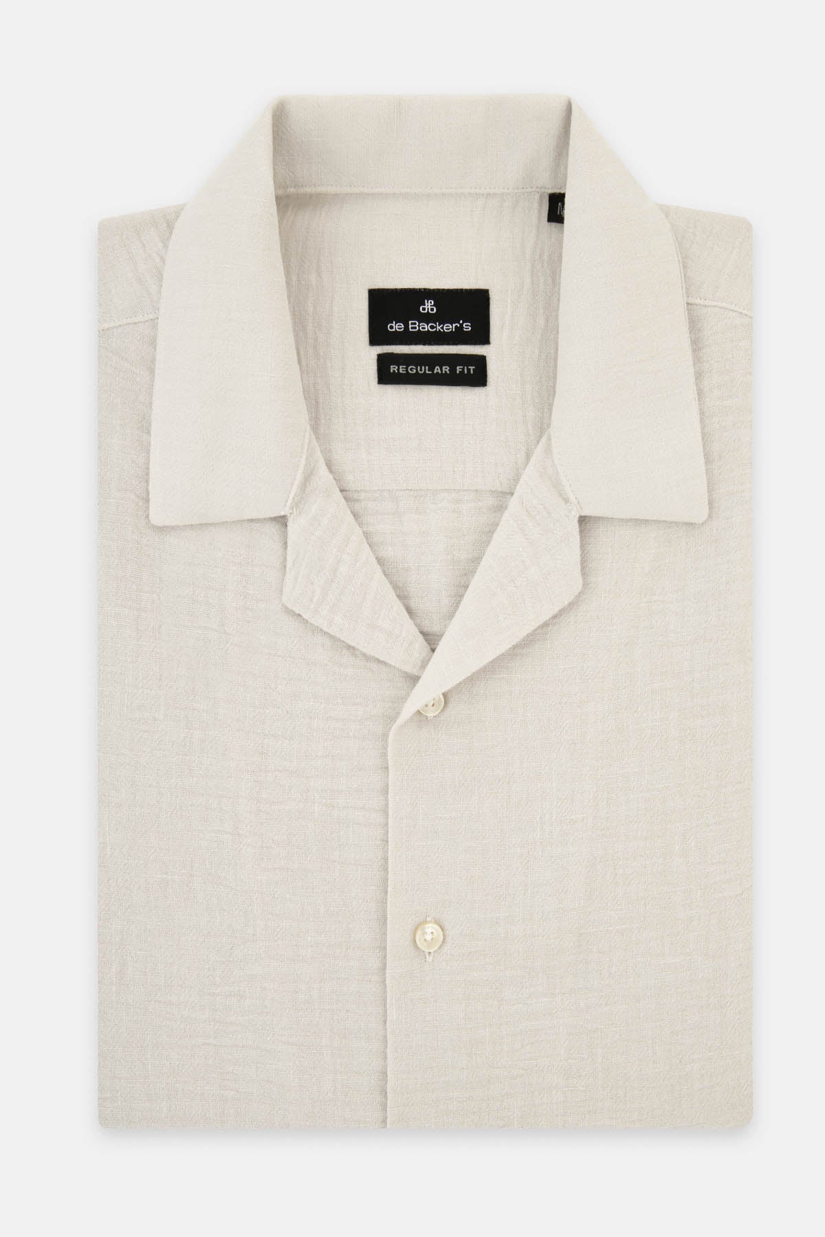 Linen Look Light-Beige Short-Sleeves Shirt - 1