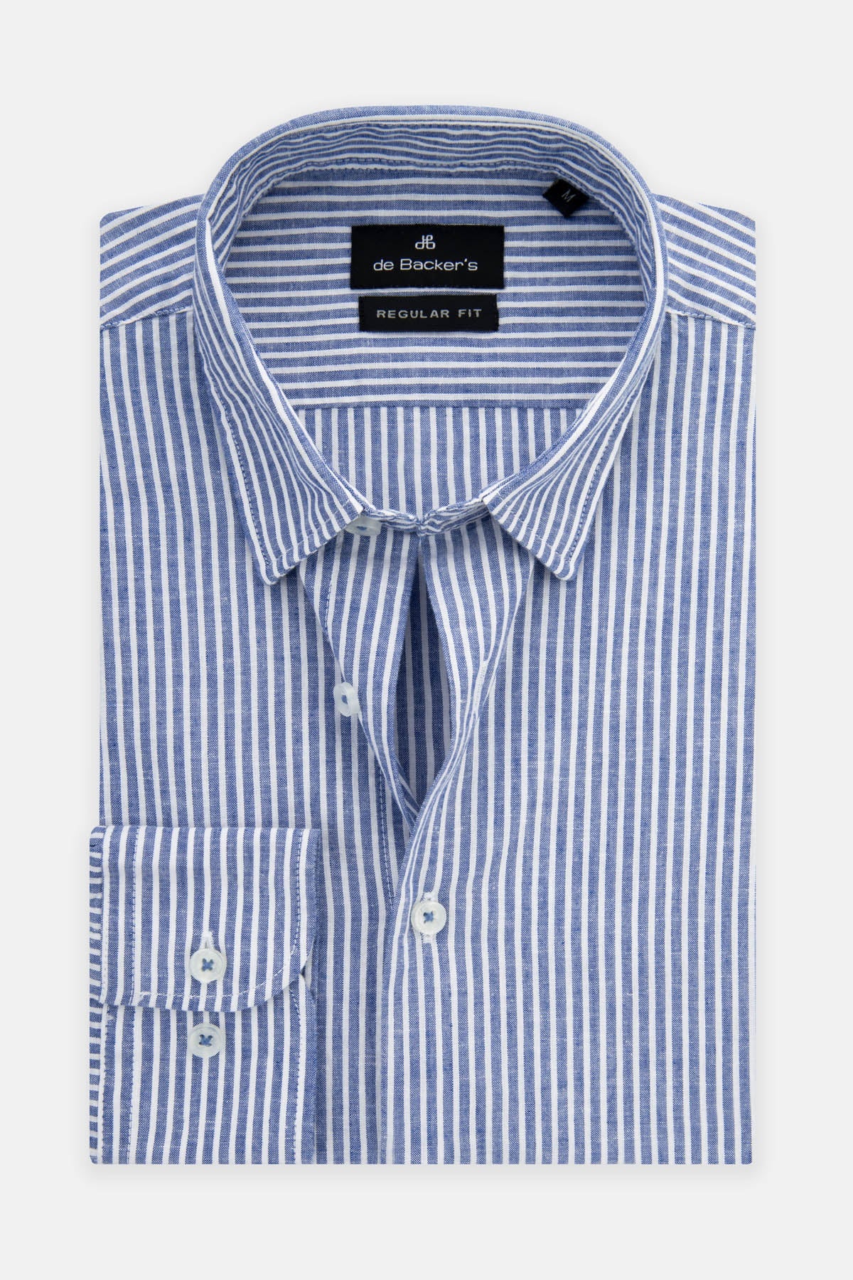 Striped Navy & White Linen Casual Shirt - 2