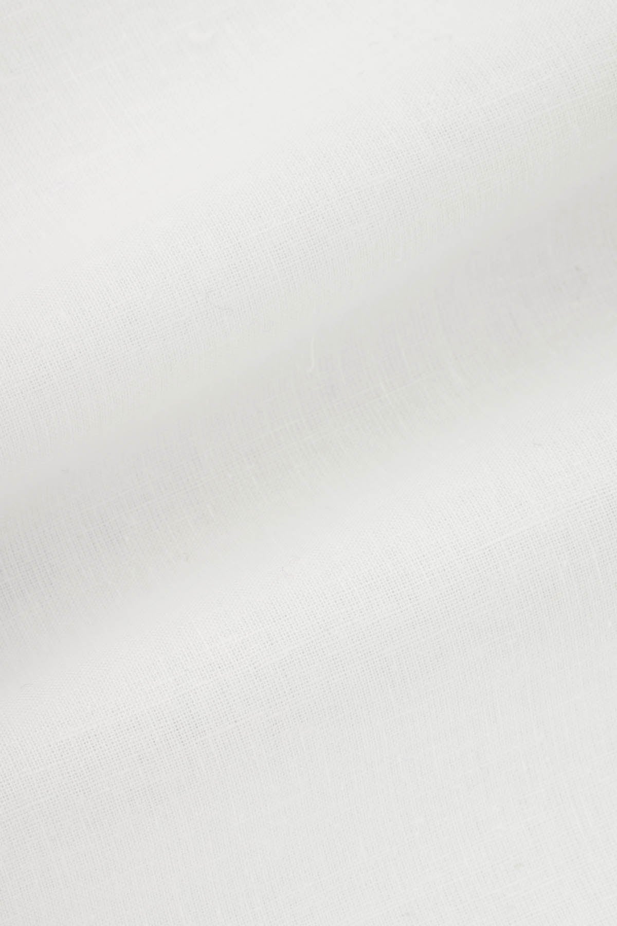 Solid Off-White Linen Casual Shirt - 4