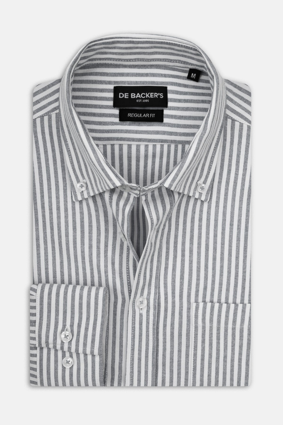 Striped Oxford Black Casual Shirt with Pocket - 1