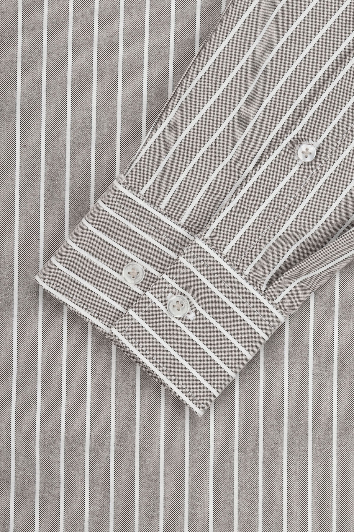 Striped Oxford Silver Casual Shirt with Pocket - 3