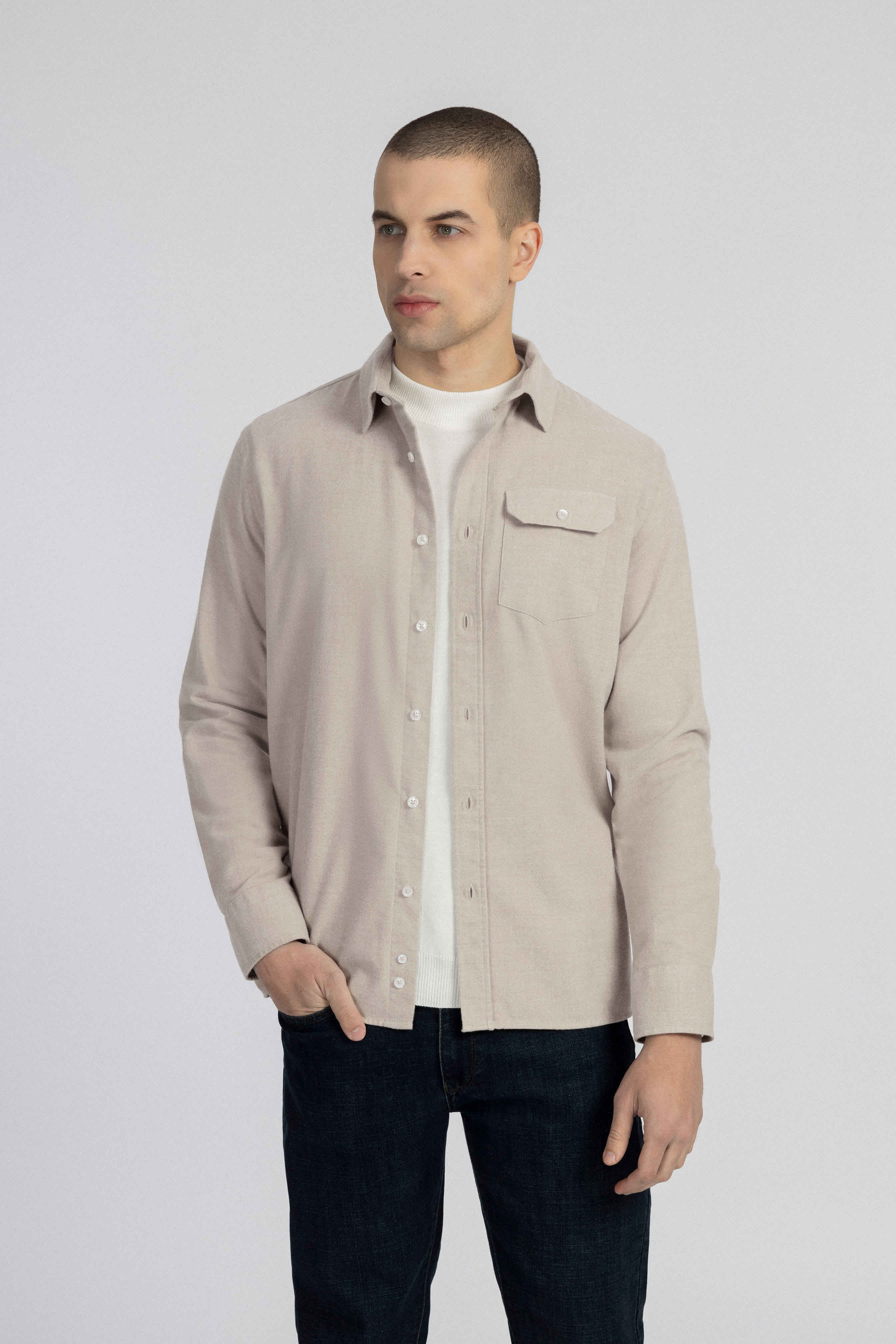 Silver Wool Casual Shirt - 2
