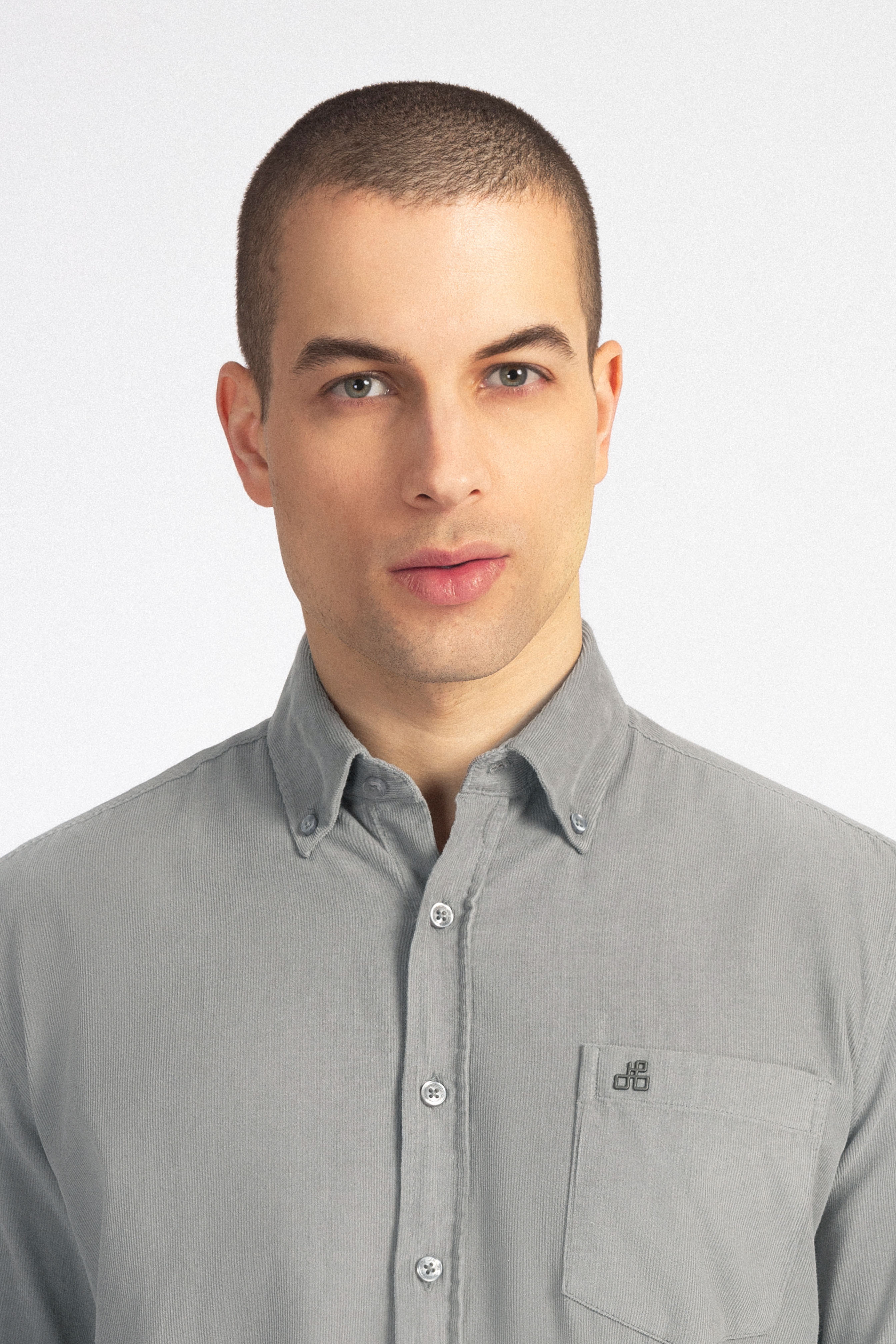 Gray Button-Up Velvet Over-Shirt - 5