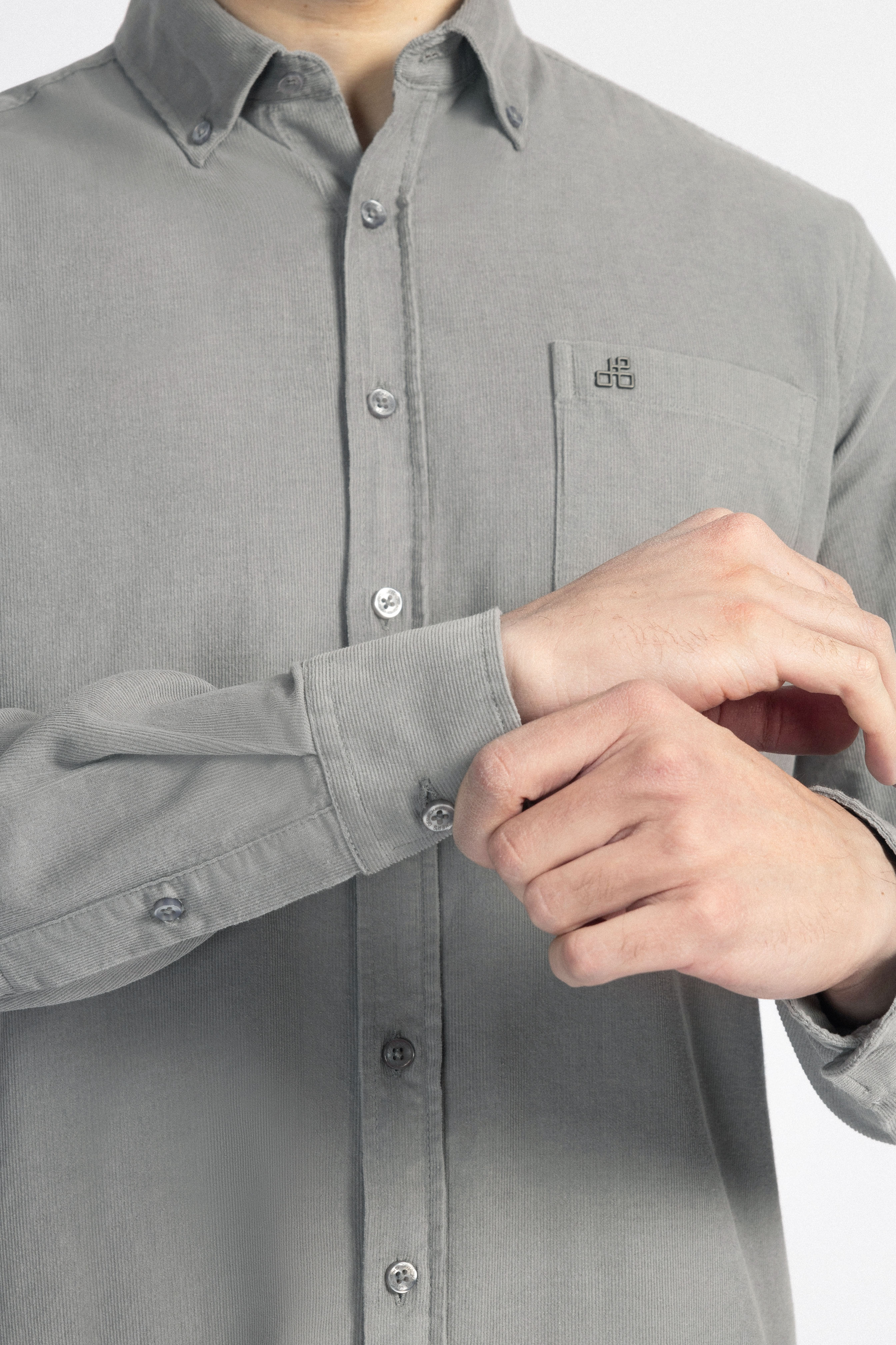 Gray Button-Up Velvet Over-Shirt - 3