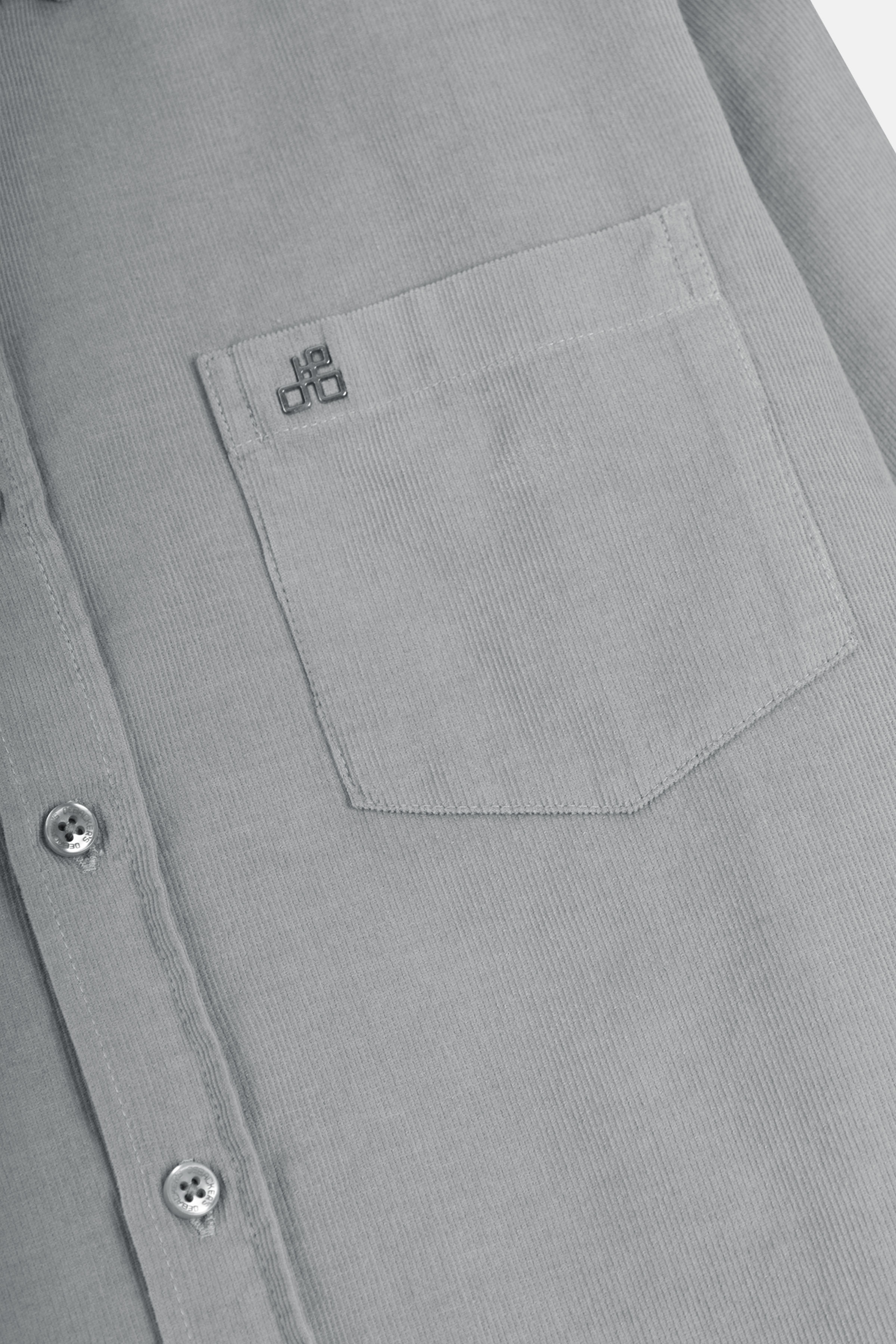 Gray Button-Up Velvet Shirt