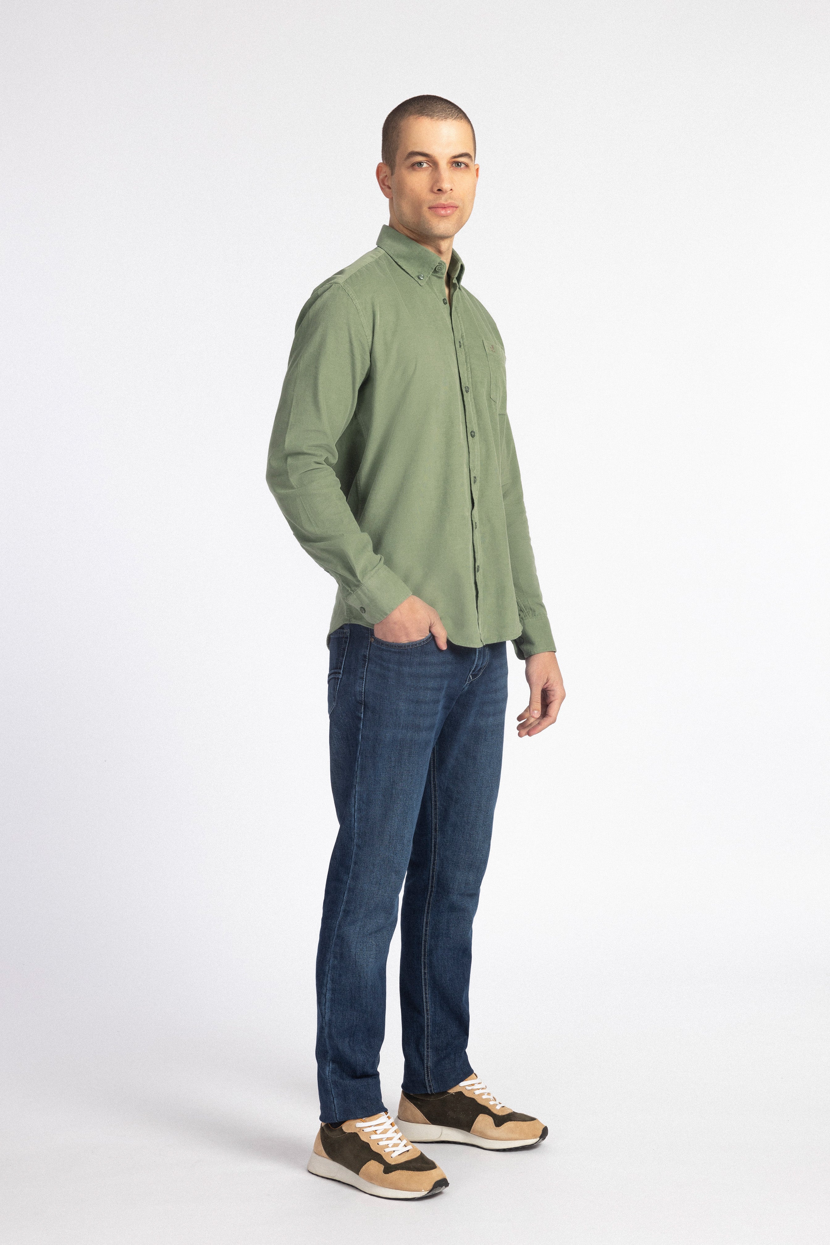 Spanish Green Button-Up Velvet Over-Shirt - 5