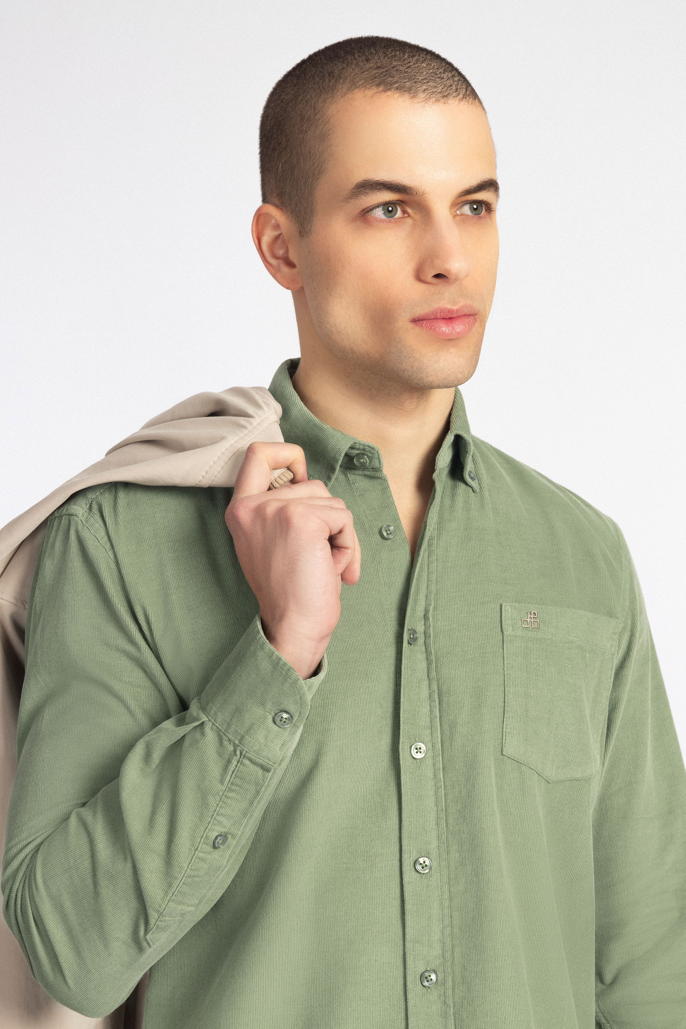 Spanish Green Button-Up Velvet Over-Shirt - 4