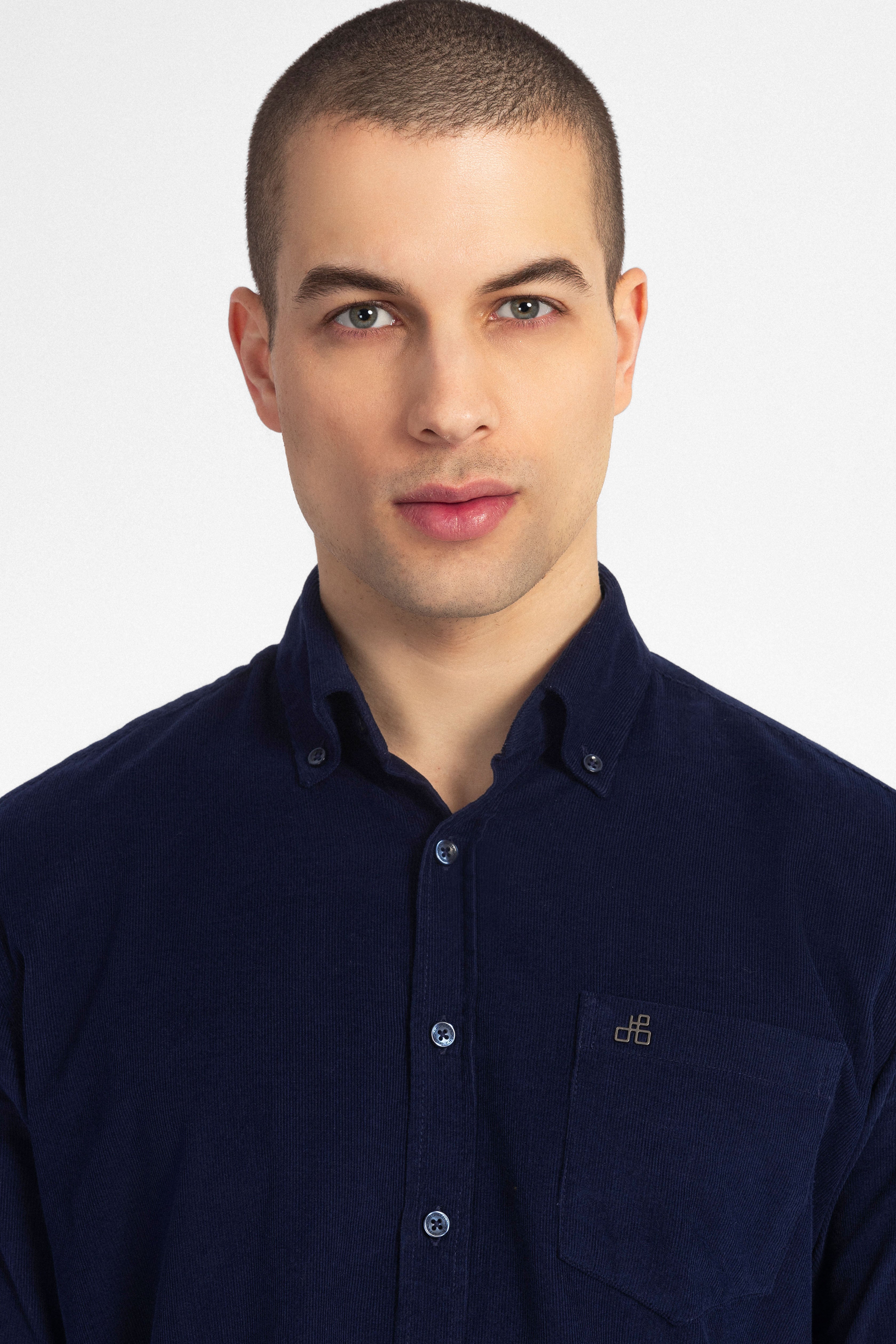 Navy Button-Up Velvet Over-Shirt - 4