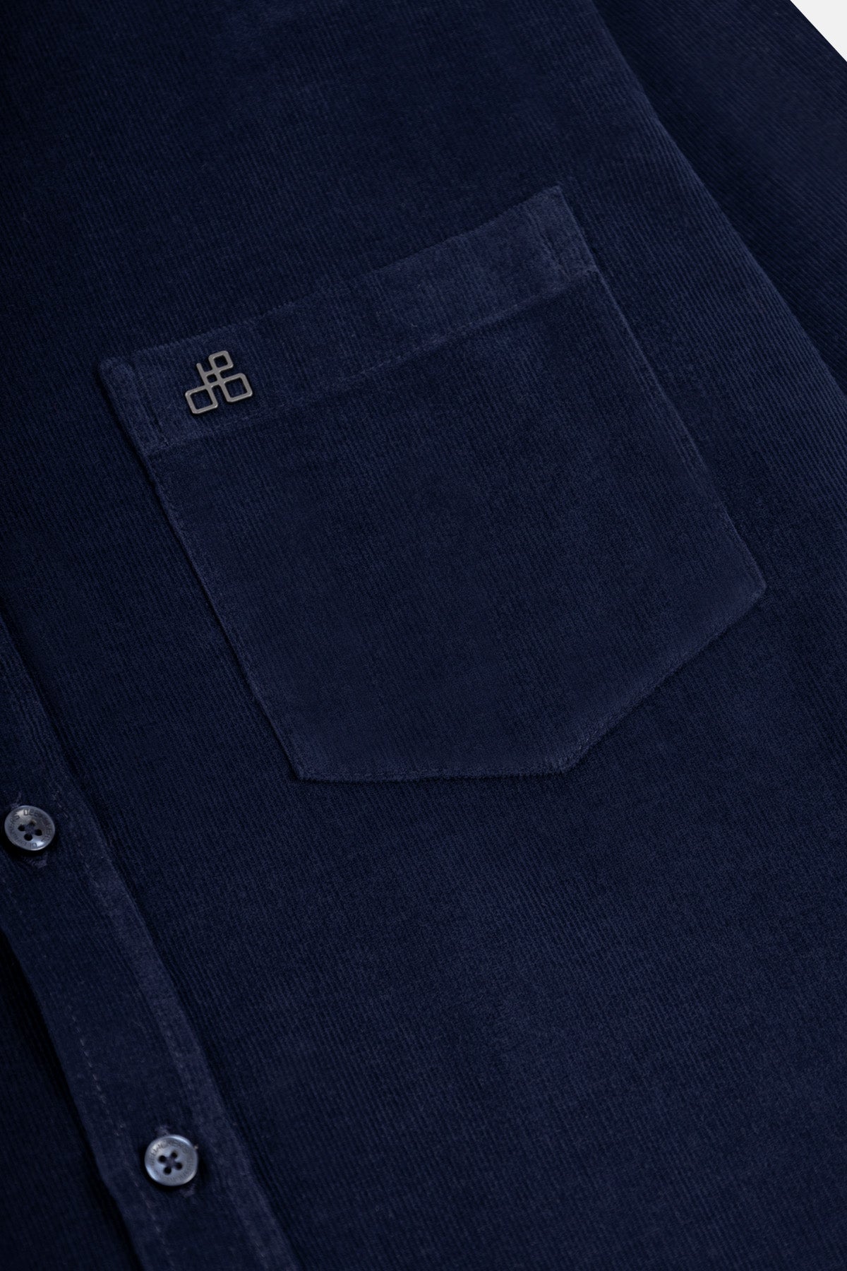 Navy Button-Up Velvet Shirt