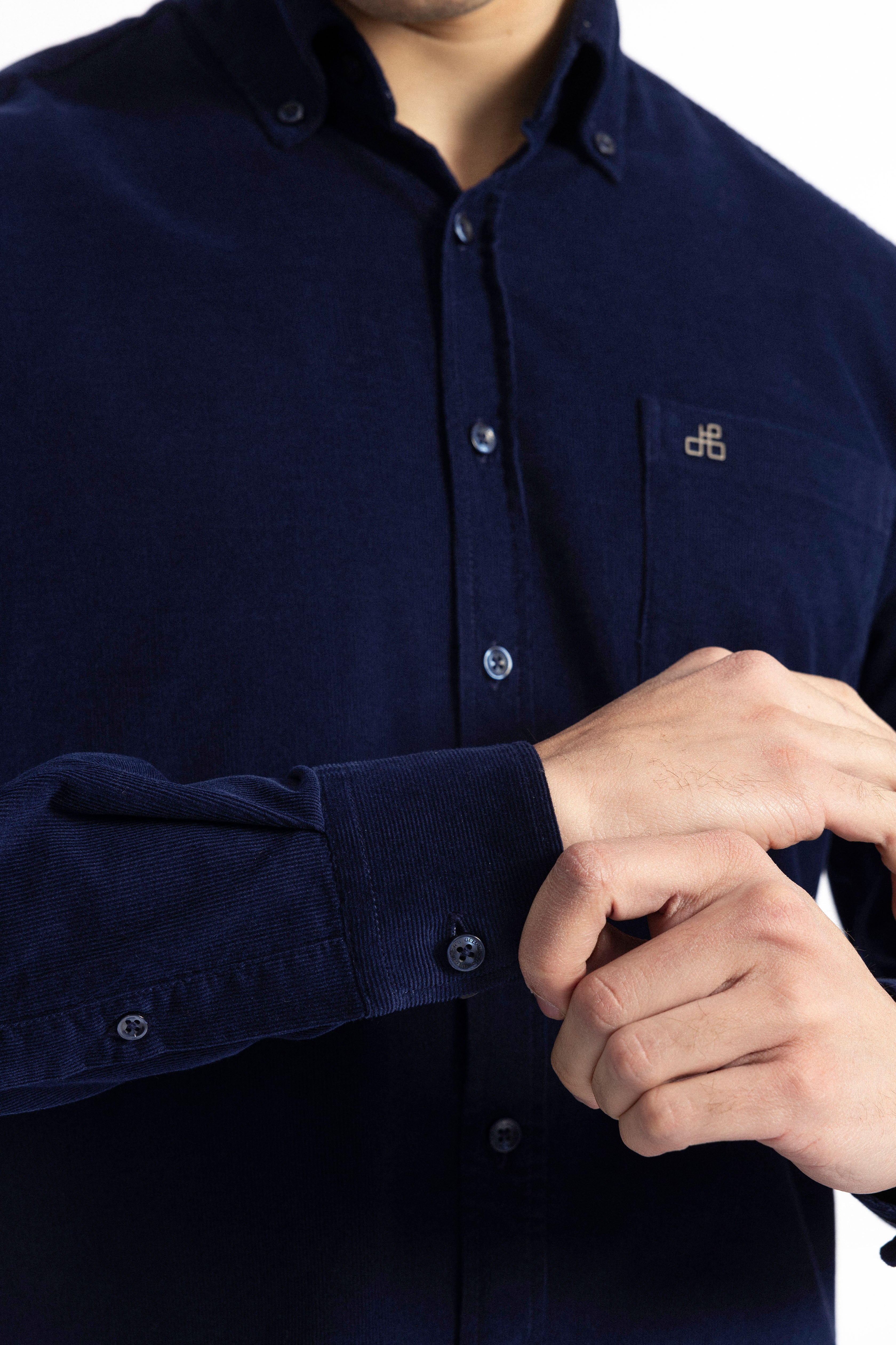 Navy Button-Up Velvet Over-Shirt - 3