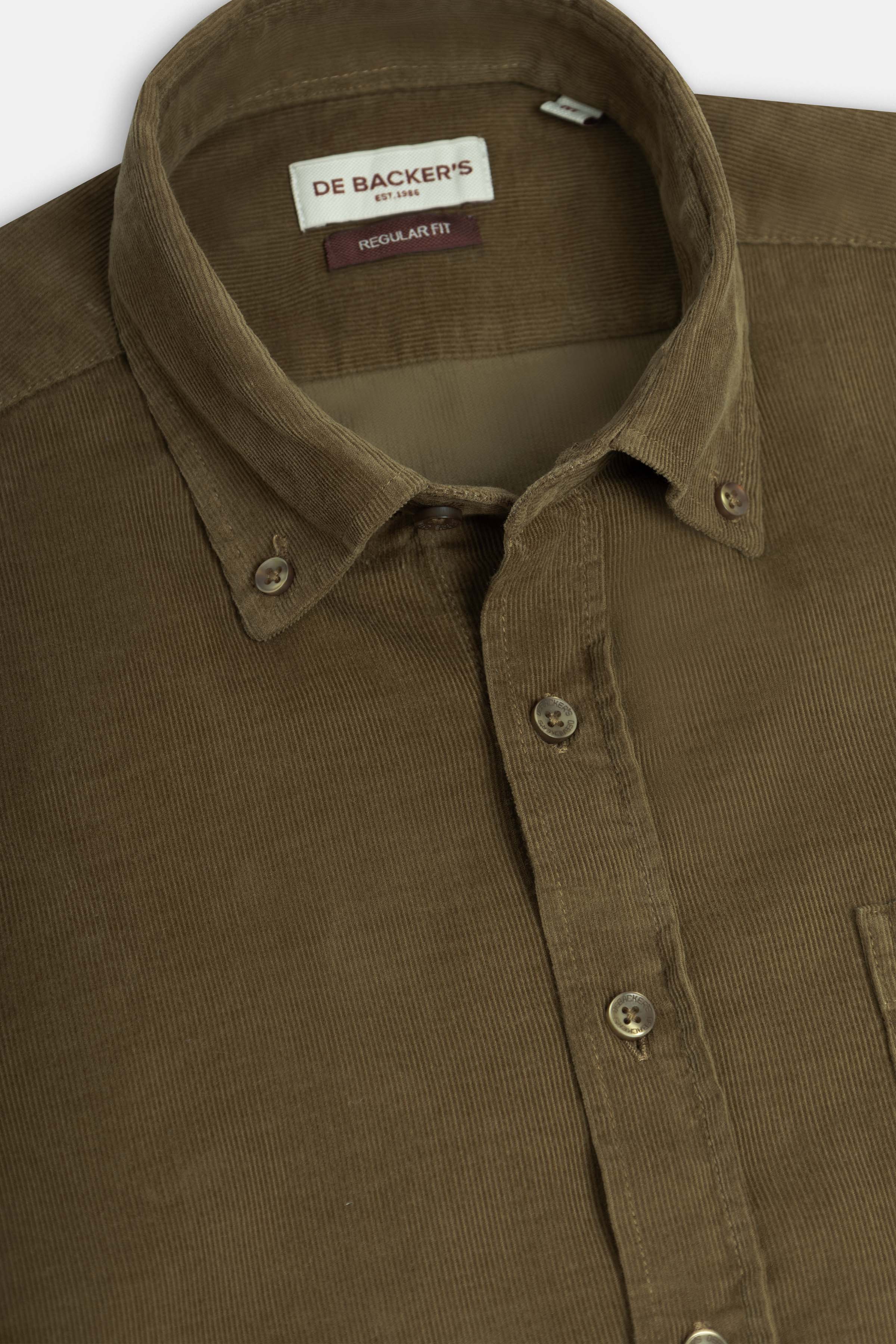 Drab Dark Brown Button-Up Velvet Shirt