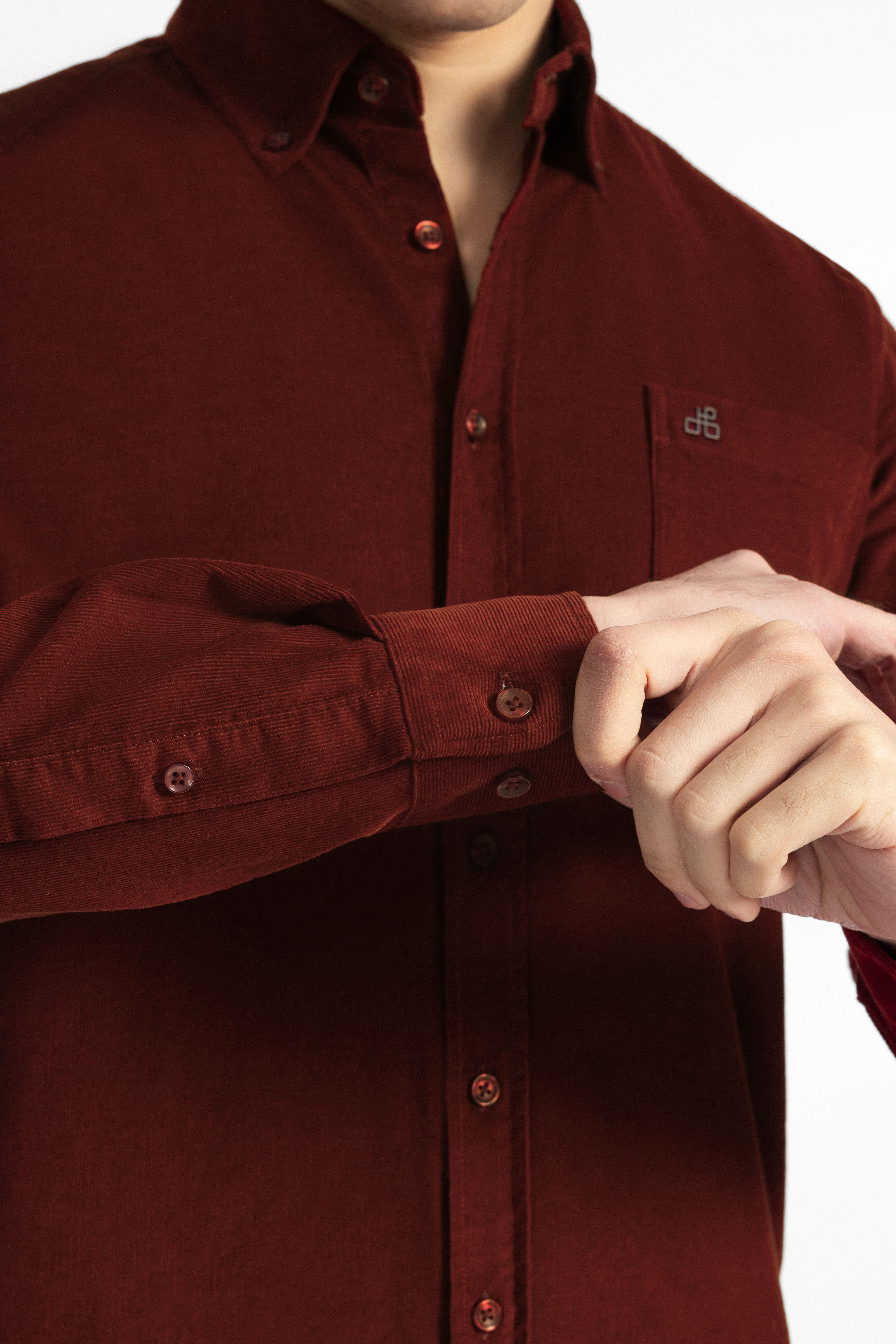 Burgundy Button-Up Velvet Over-Shirt - 3