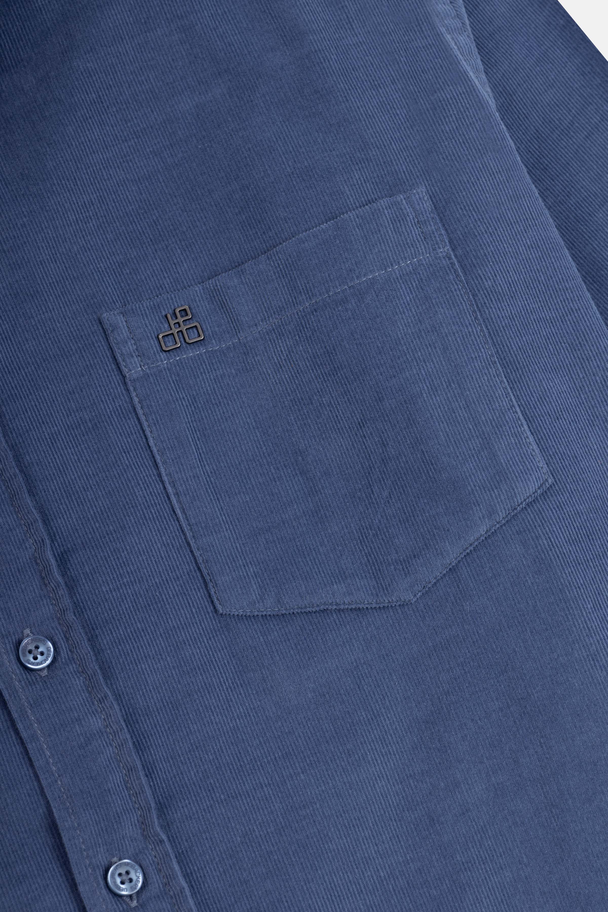 Twilight Blue Button-Up Velvet Shirt