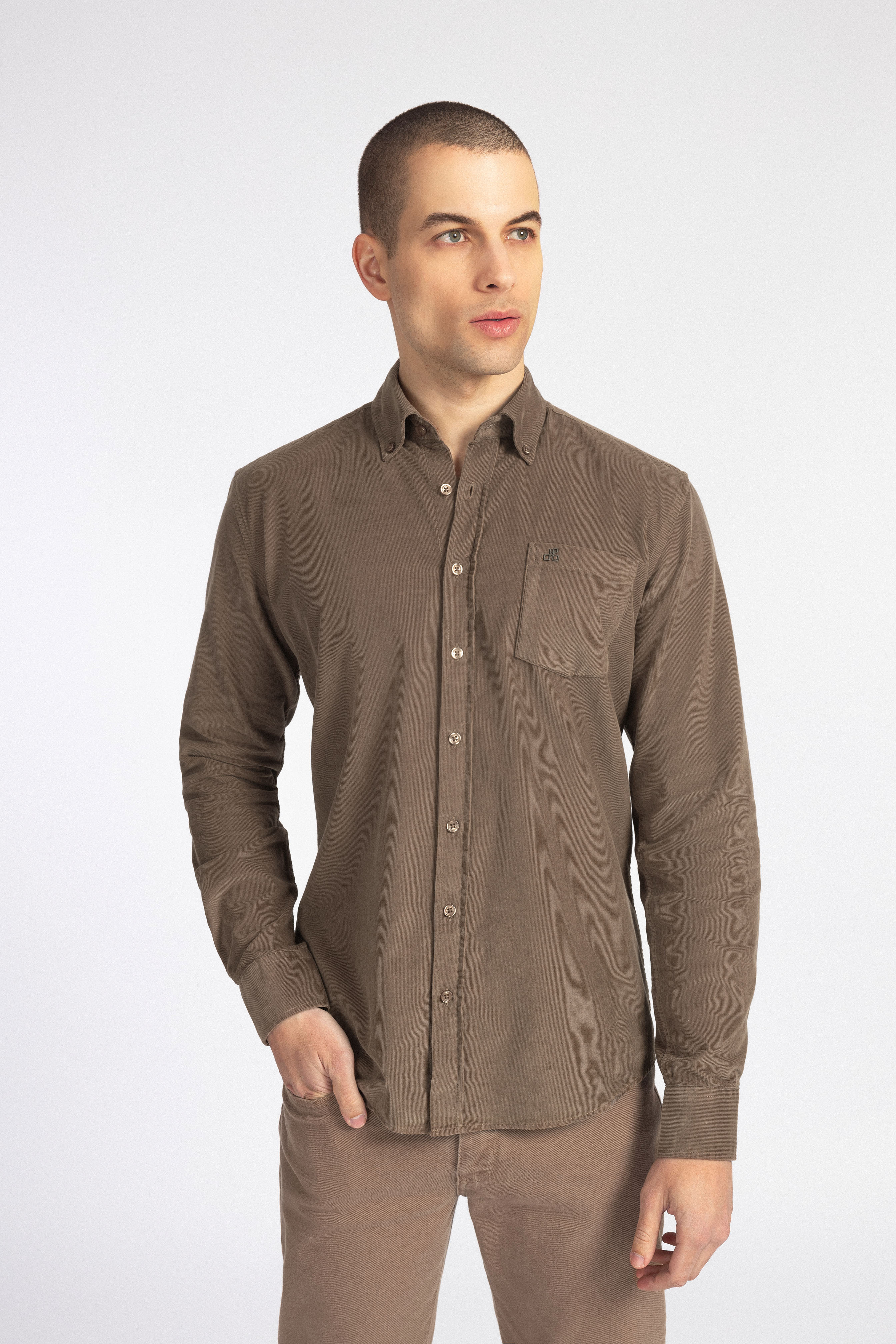Brown Button-Up Velvet Over-Shirt - 2