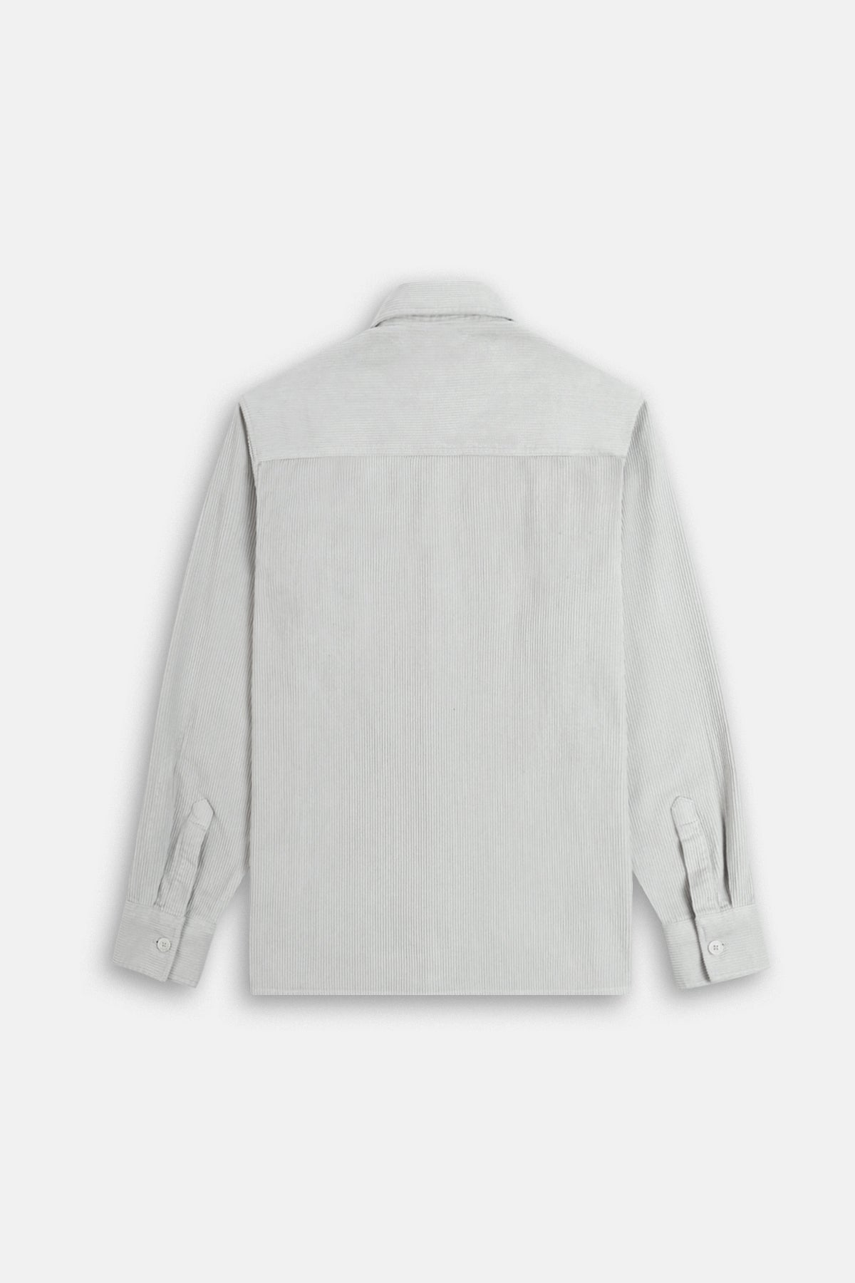 Light Gray Button-Up Lumberjack Velvet Over-Shirt