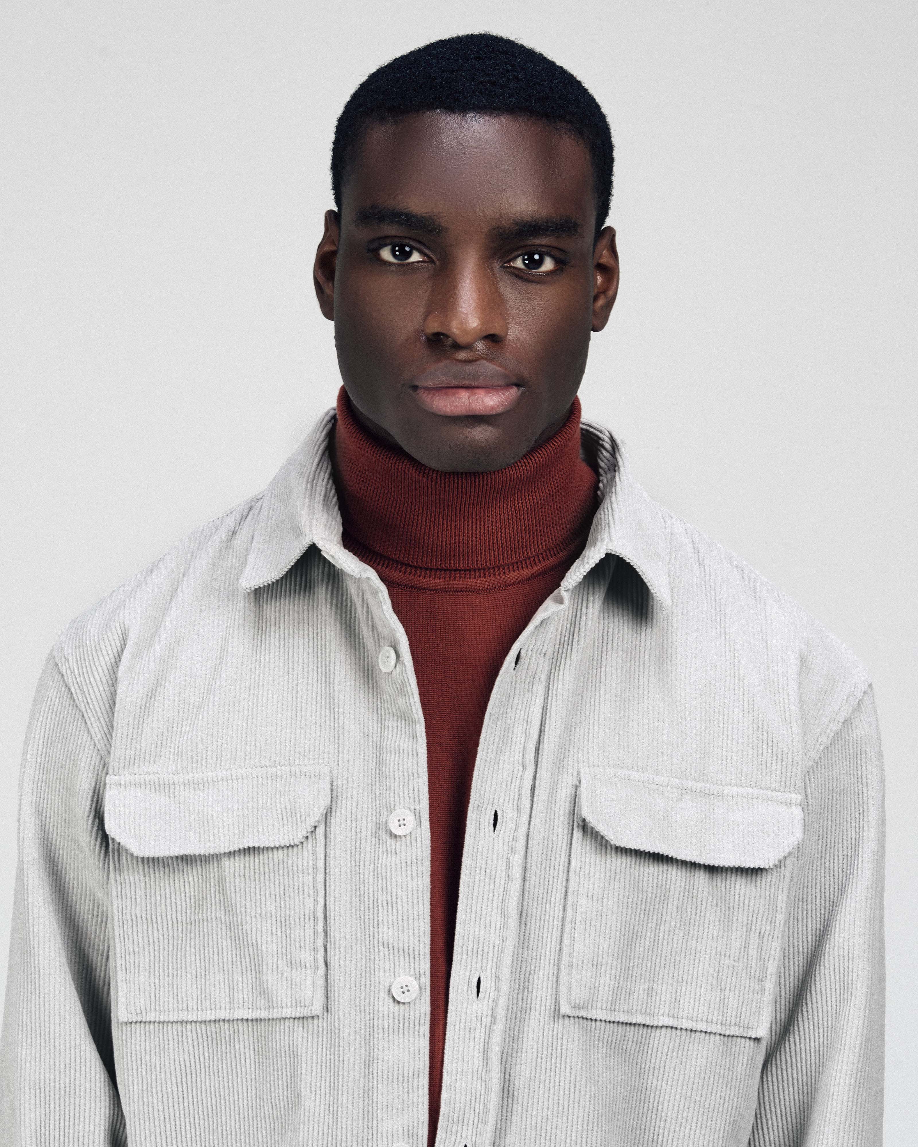 Light Gray Button-Up Lumberjack Velvet Over-Shirt - 3