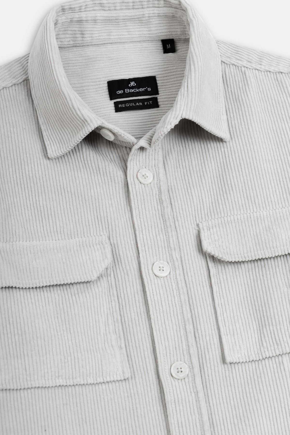 Light Gray Button-Up Lumberjack Velvet Over-Shirt - 4