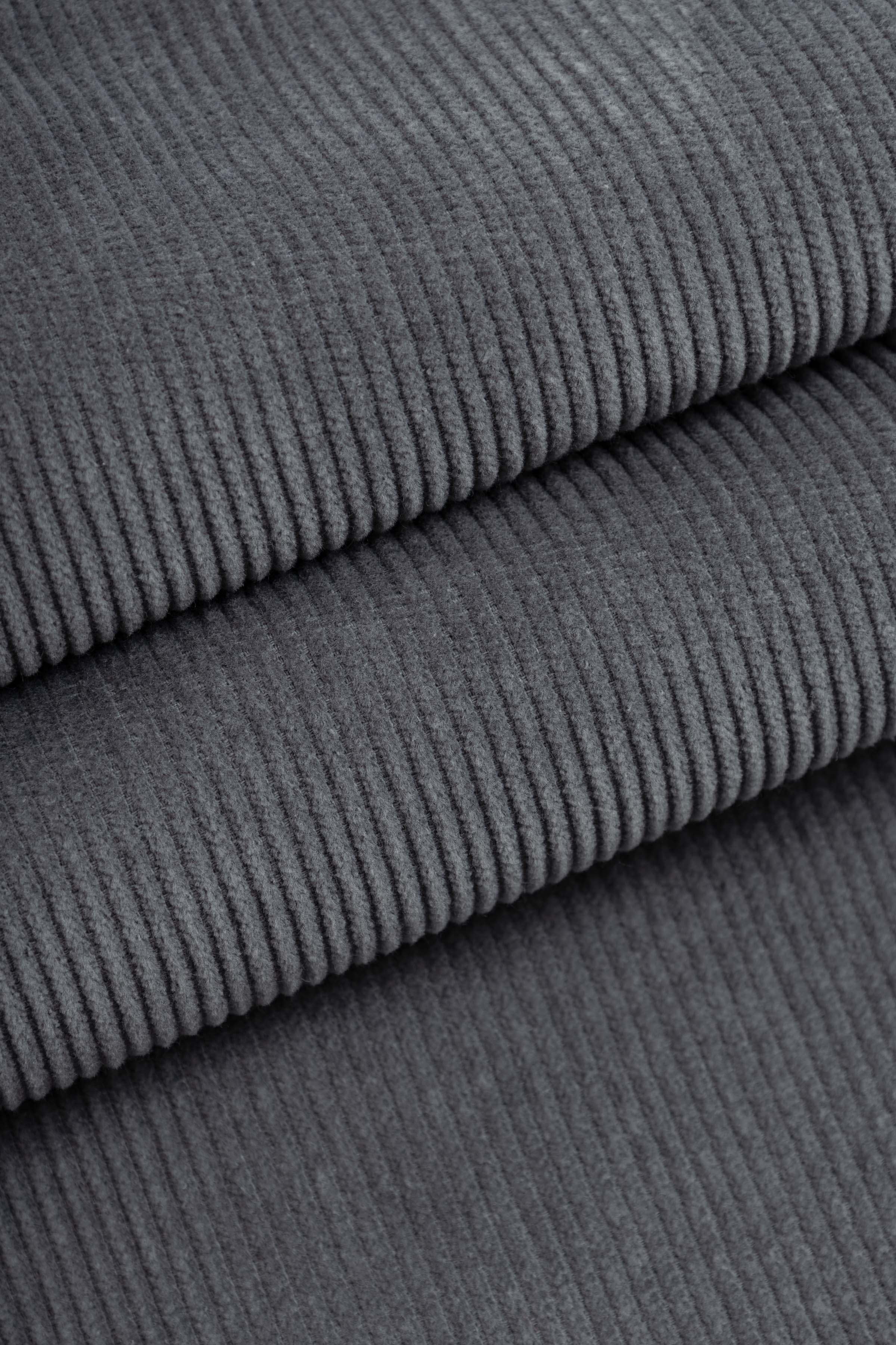 قميص فوقي من المخمل بلون رمادي داكن مع أزرار على شكل فلاح