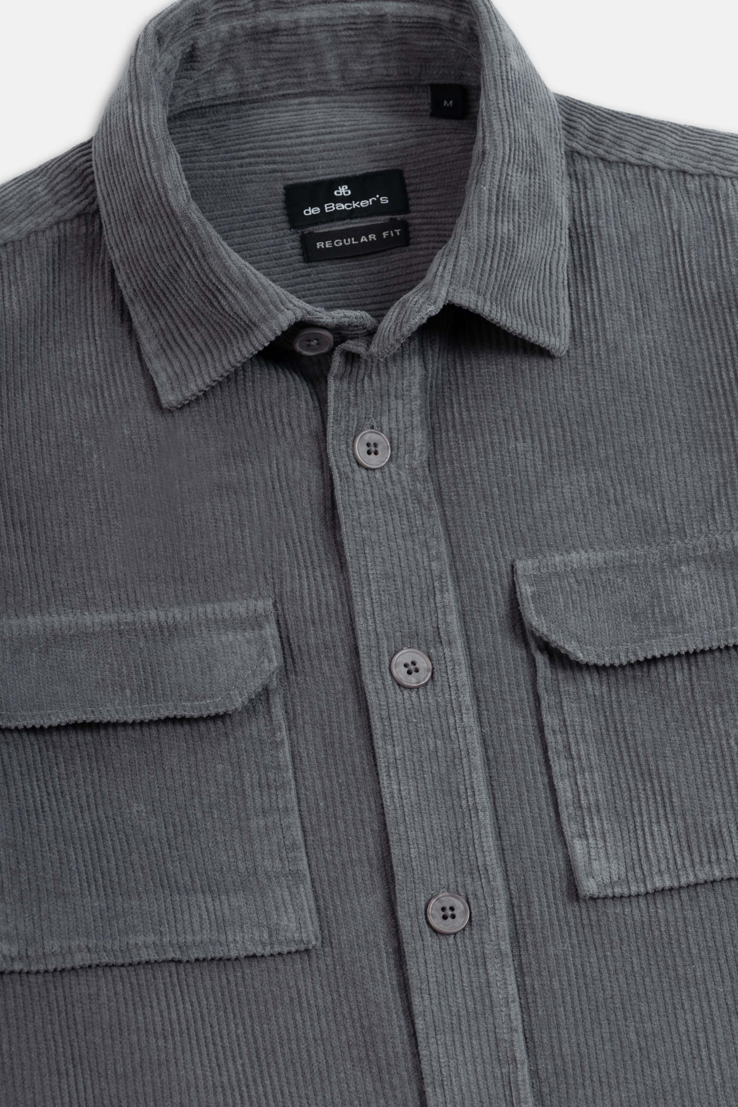 Dark Gray Button-Up Lumberjack Velvet Over-Shirt - 3