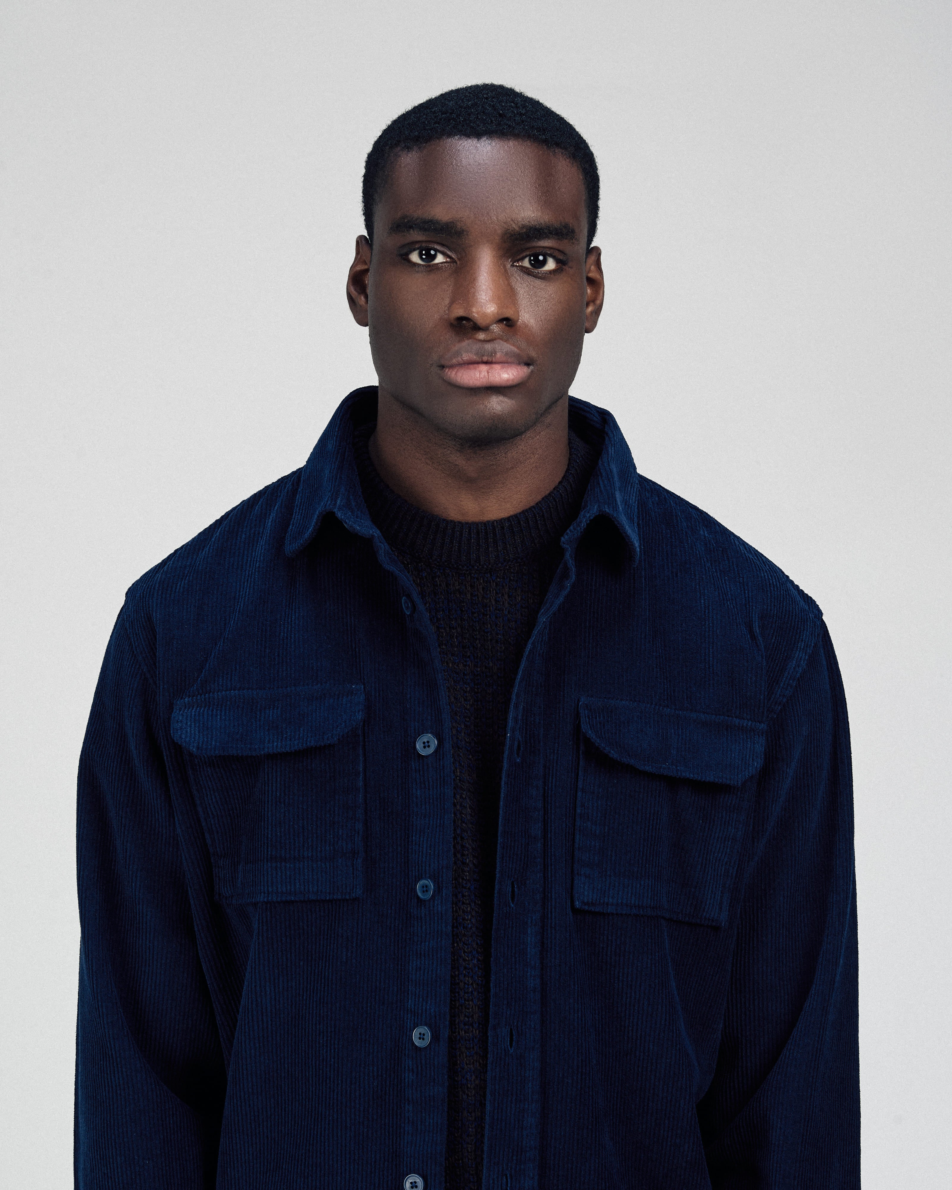 Dark Navy Button-Up Lumberjack Velvet Over-Shirt - 2