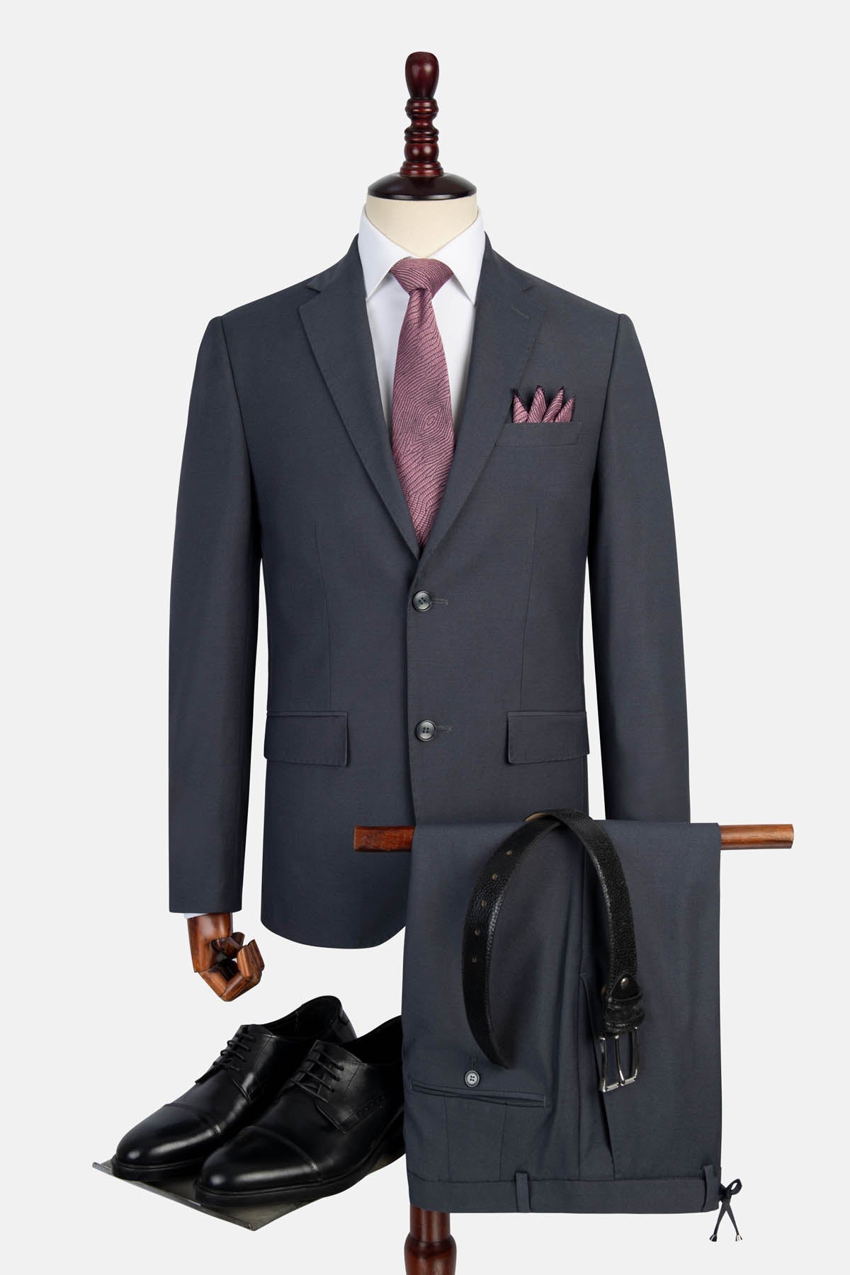 Twill Patterned Dark-Gray Bamboo Suite - 1