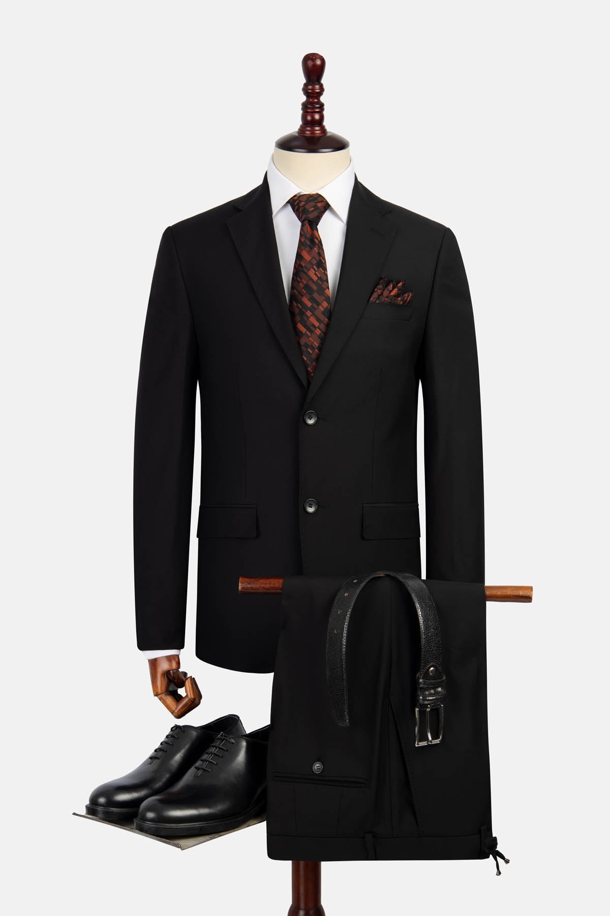 Twill Patterned Black Bamboo Suite - 1