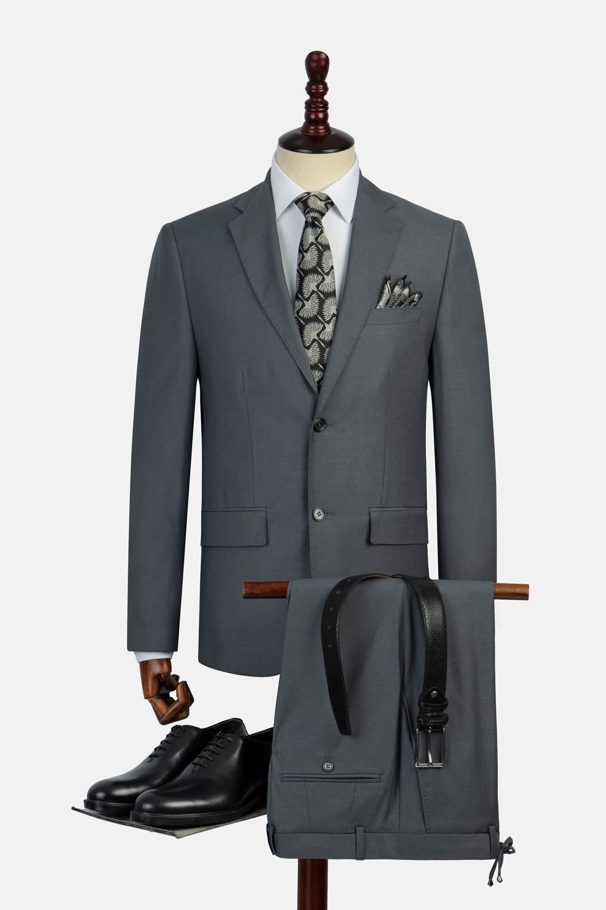Twill Patterned Gray Bamboo Suite - 1