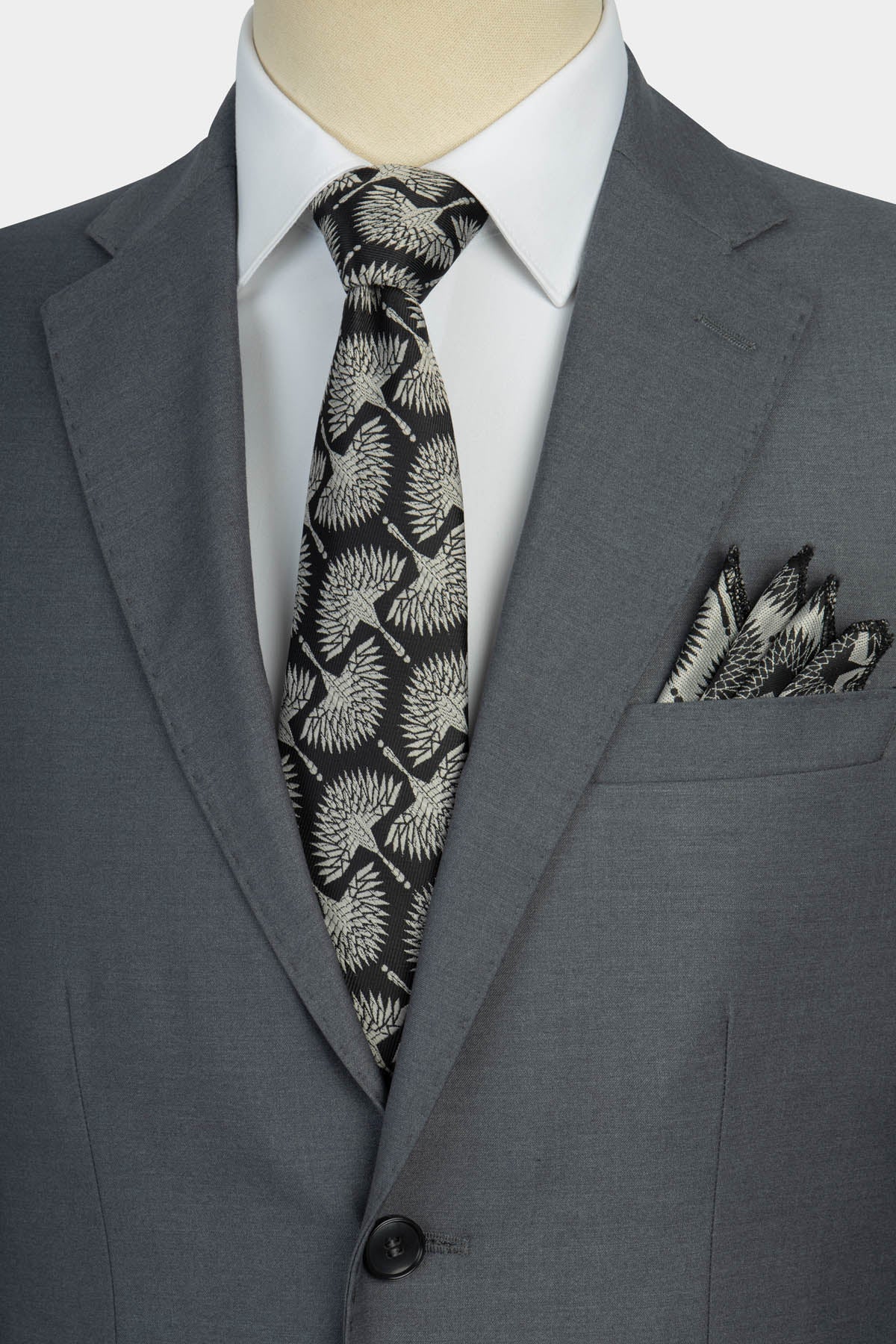 Twill Patterned Gray Bamboo Suite - 5