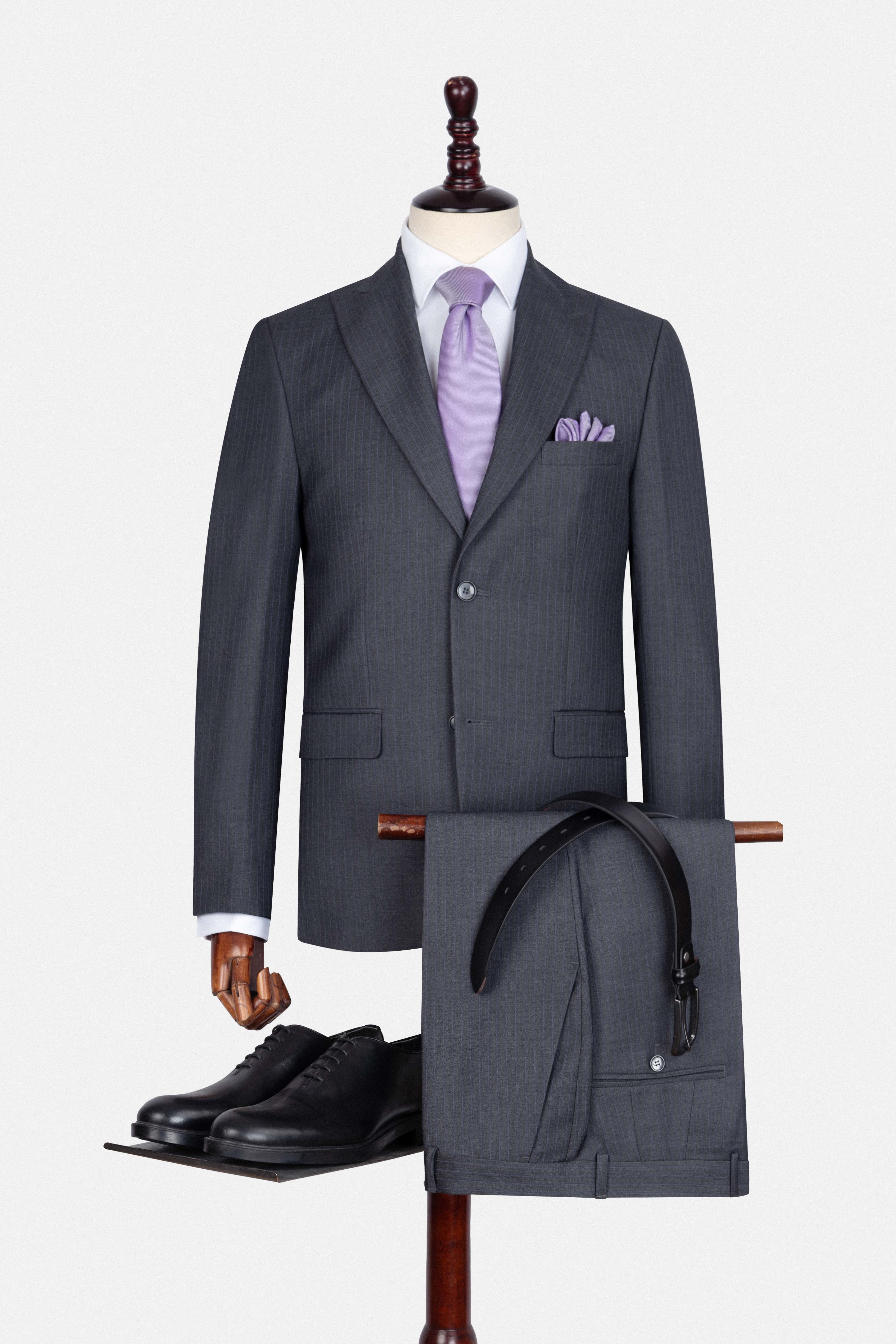 Striped Dark Gray Suit